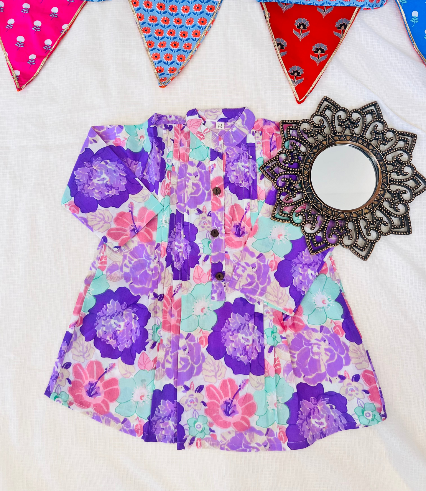 Lavender Flower Printed Girls Co-Ord Set