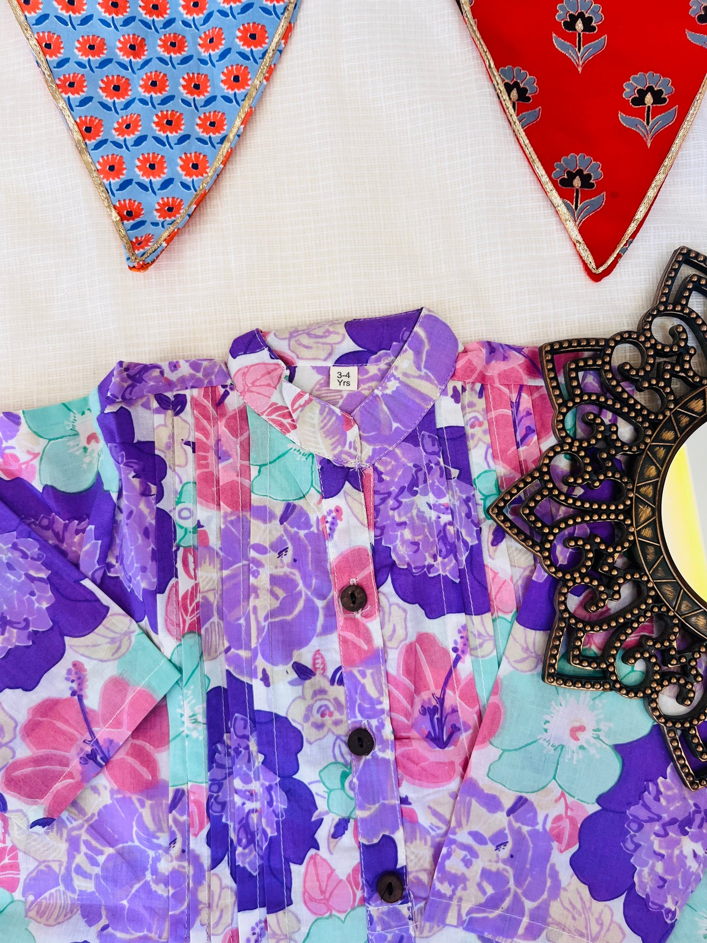 Lavender Flower Printed Girls Co-Ord Set