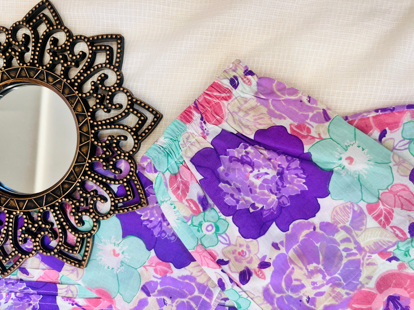 Lavender Flower Printed Girls Co-Ord Set