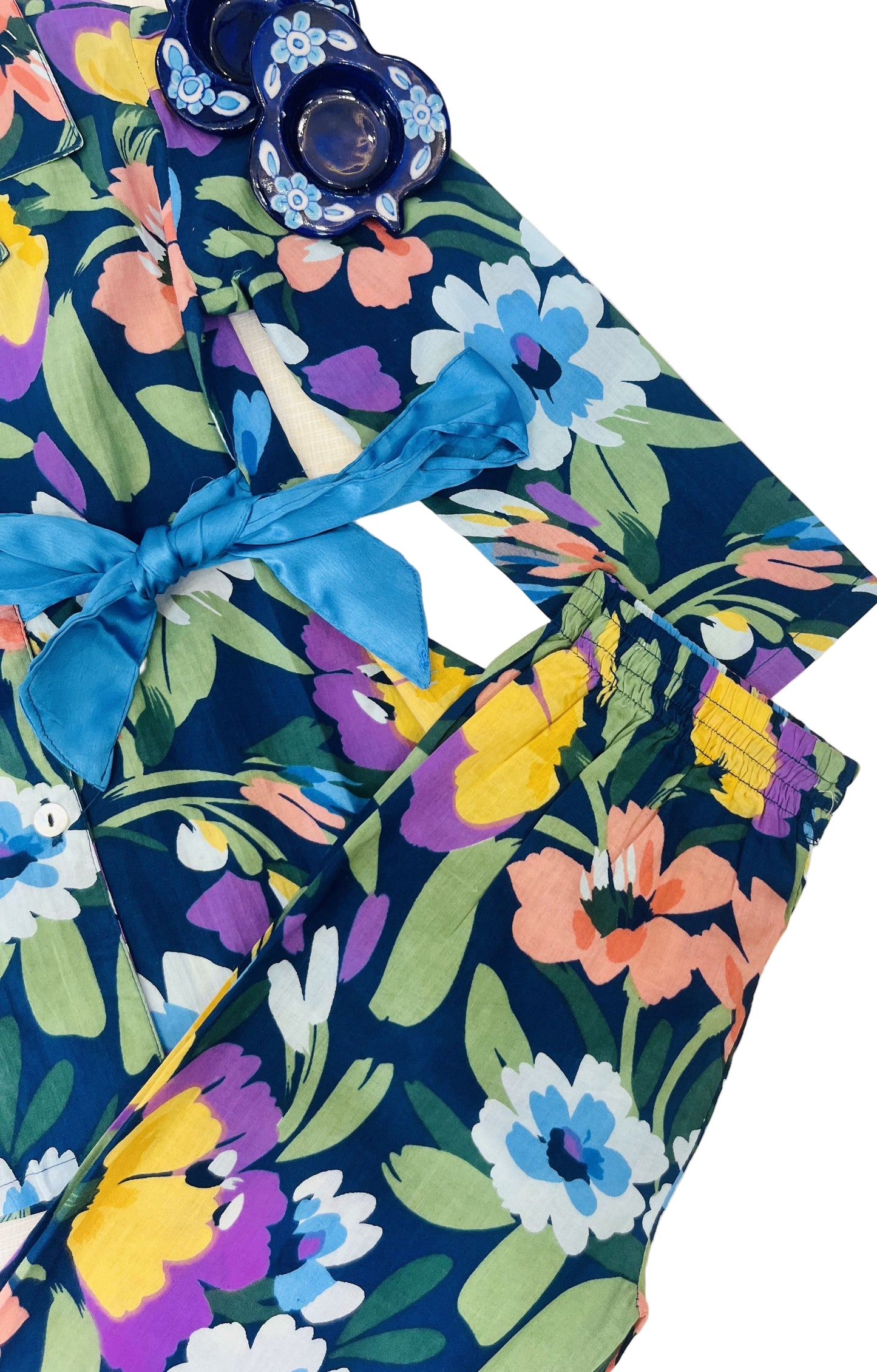 Blue coloured Flower Printed Girls Co-Ord Set