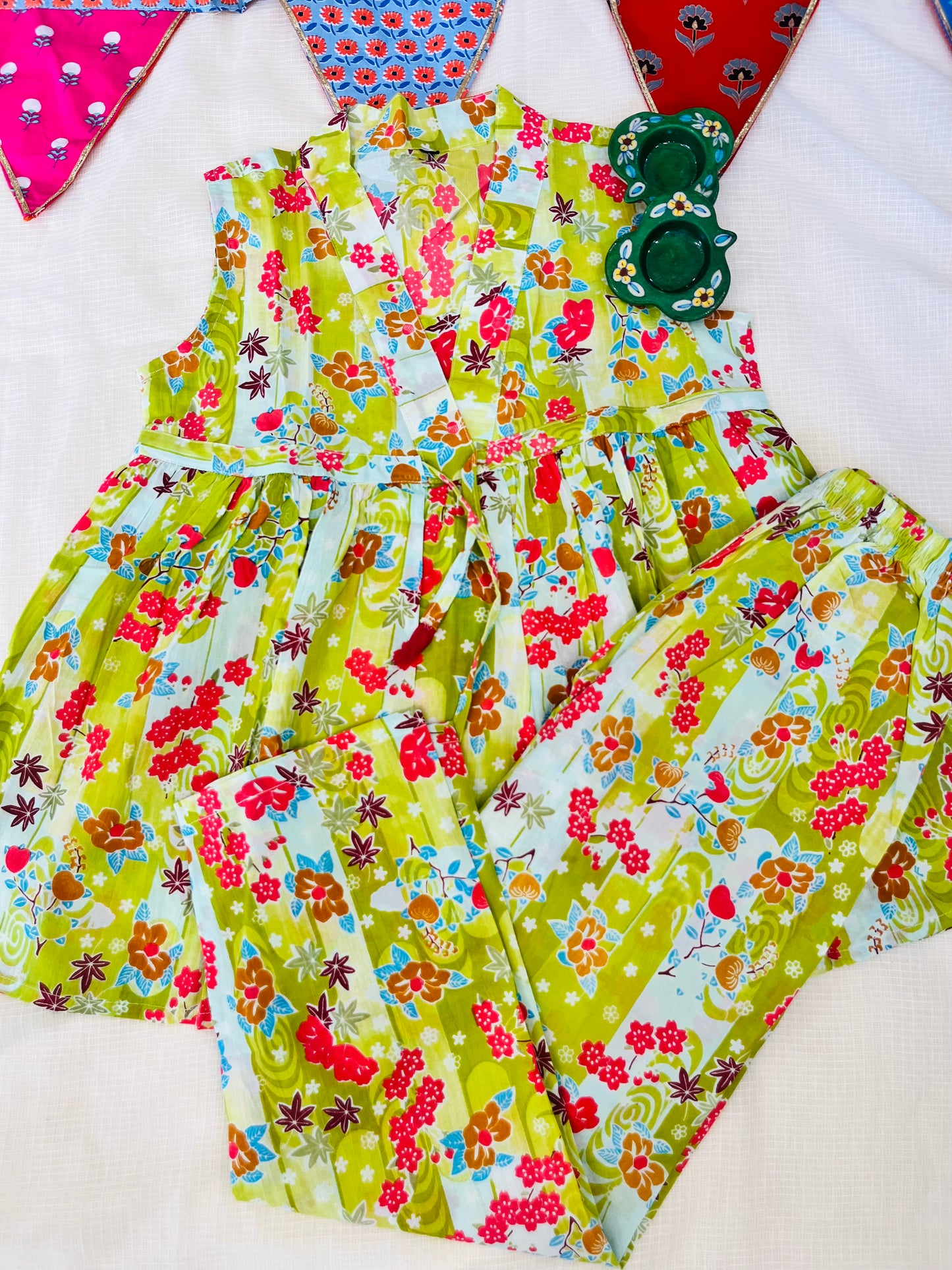 Yellow Flower Printed Girls Co-Ord Set