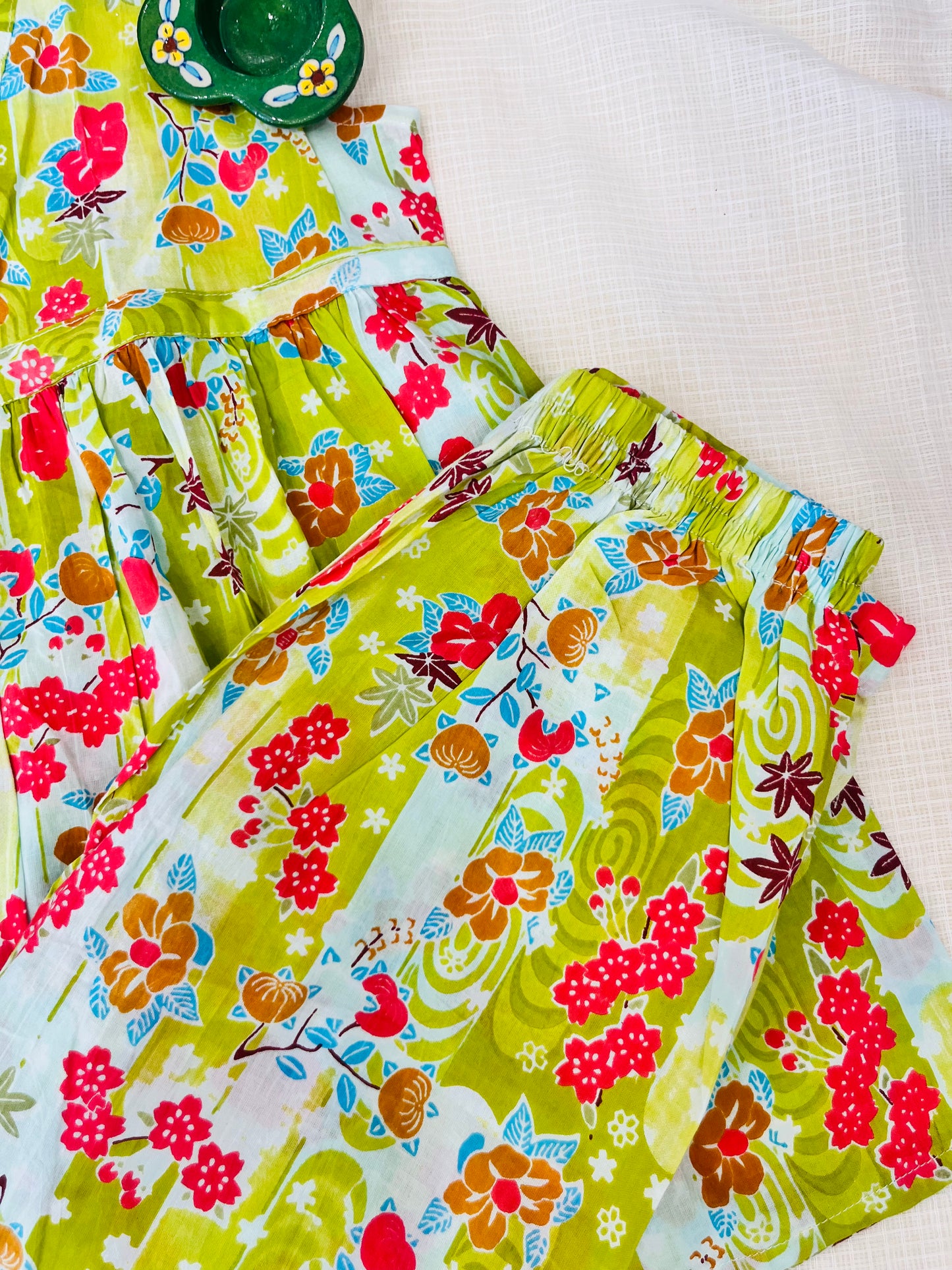 Yellow Flower Printed Girls Co-Ord Set