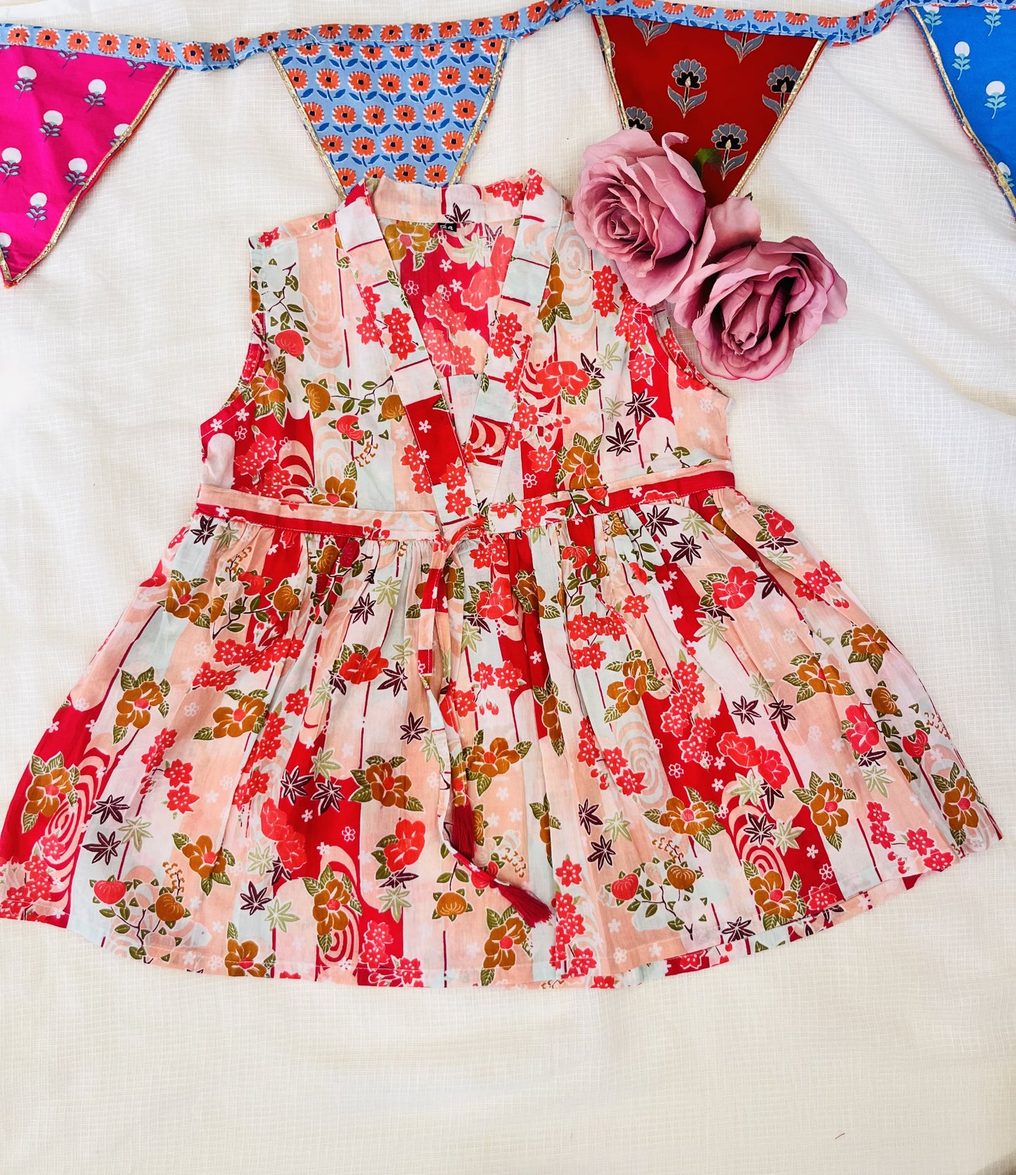 Pink Flower Printed Girls Co-Ord Set
