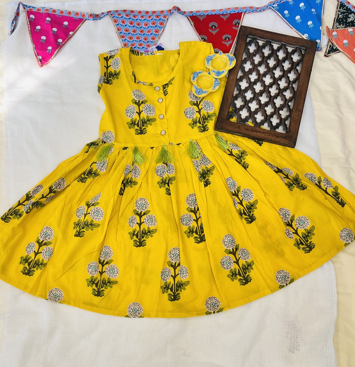 Yellow Flower Printed Girls Co-Ord Set