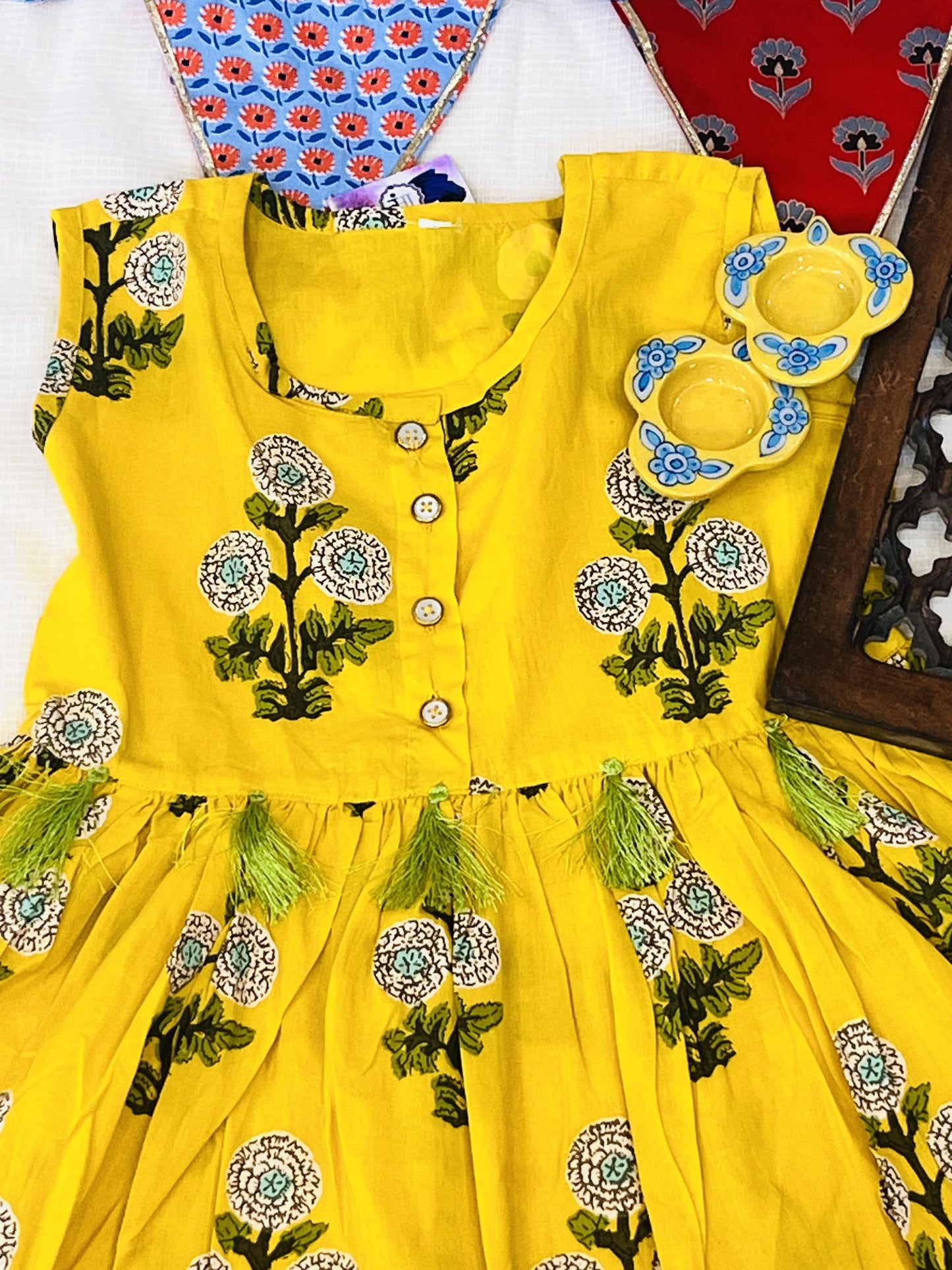 Yellow Flower Printed Girls Co-Ord Set