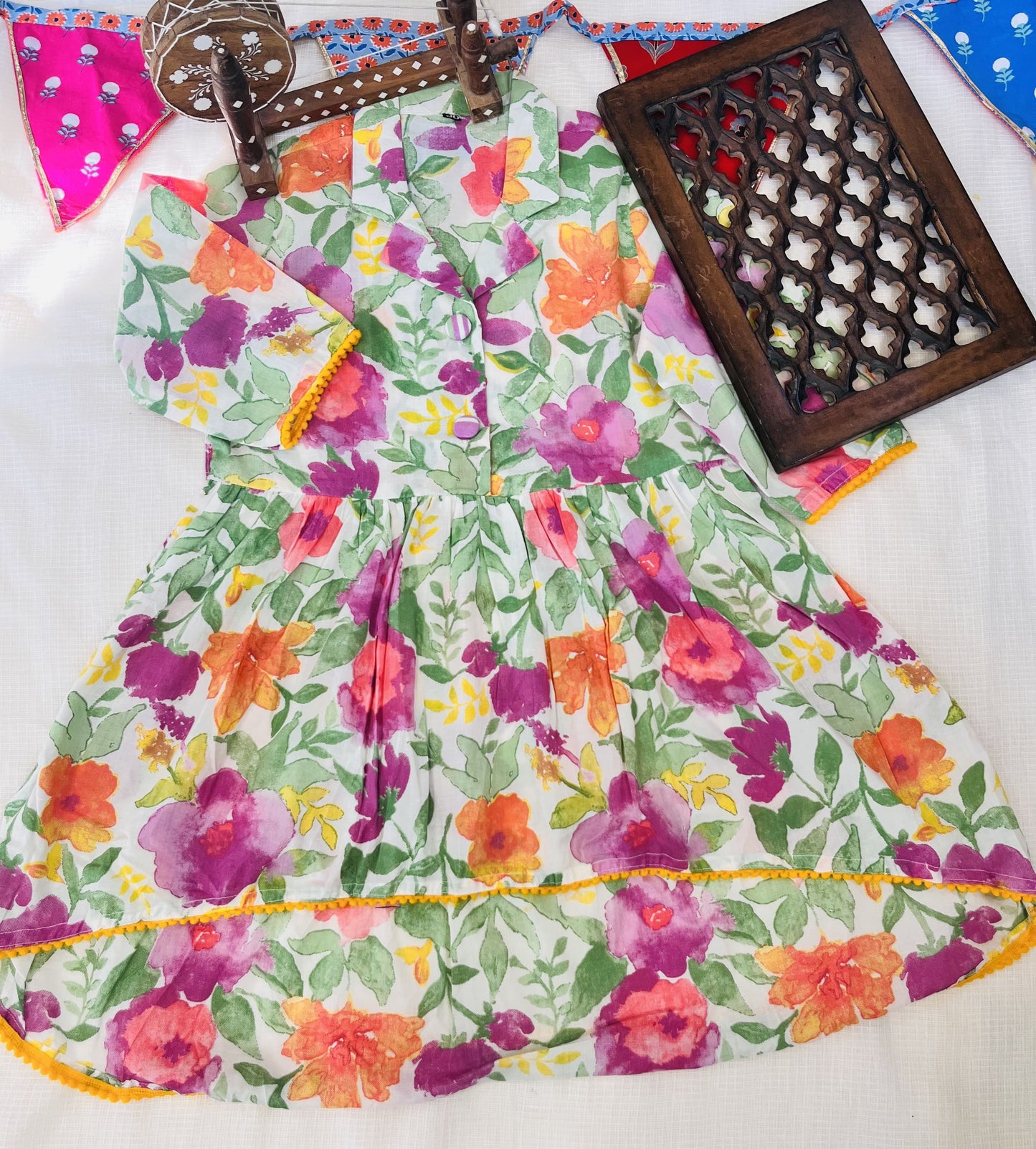 Puple Flower Printed Girls Co-Ord Set