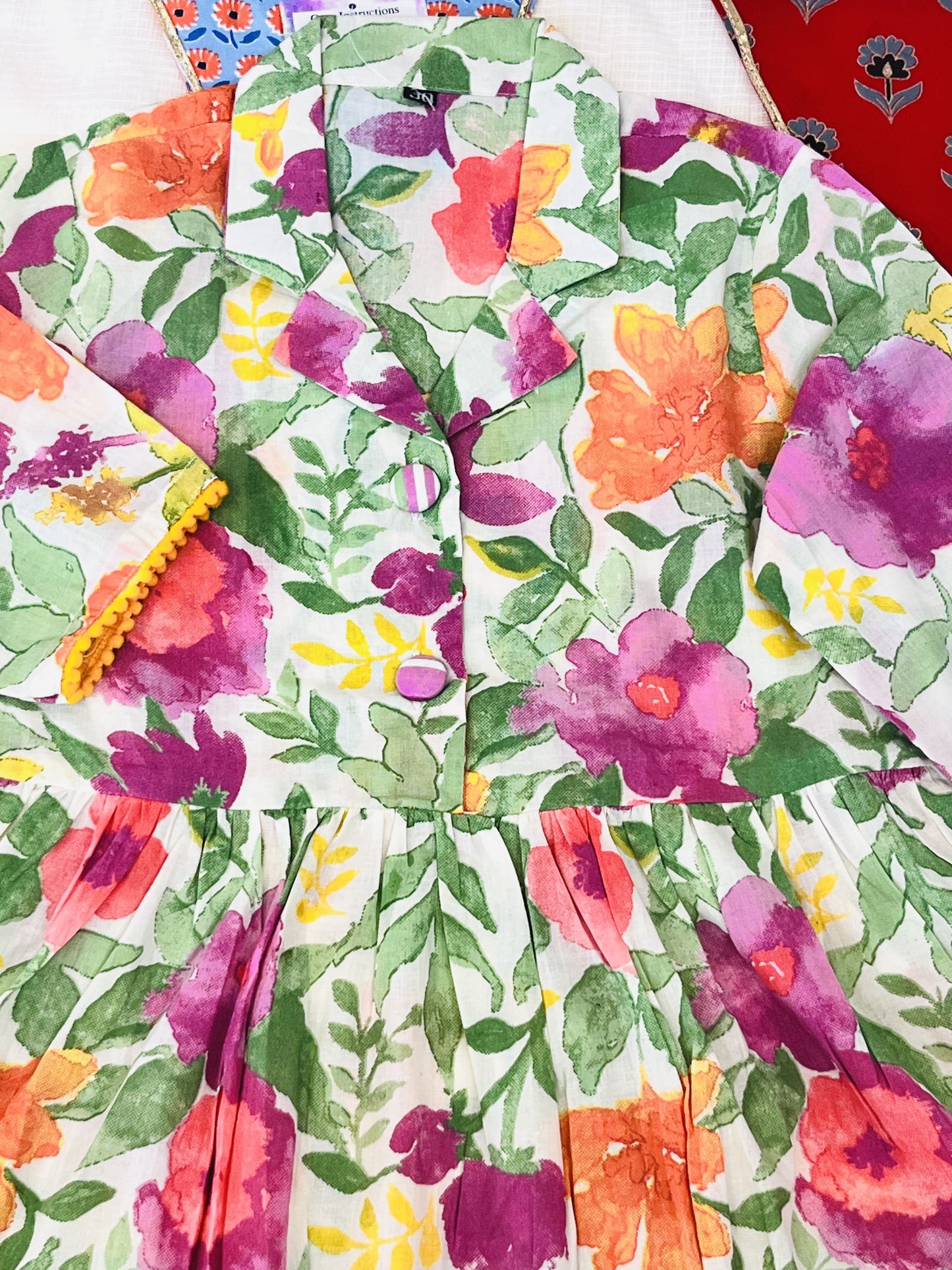 Puple Flower Printed Girls Co-Ord Set