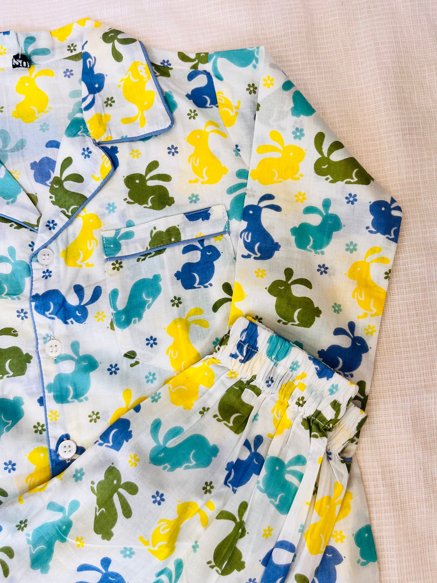 Rabbit Print Blue Colour Night Suit