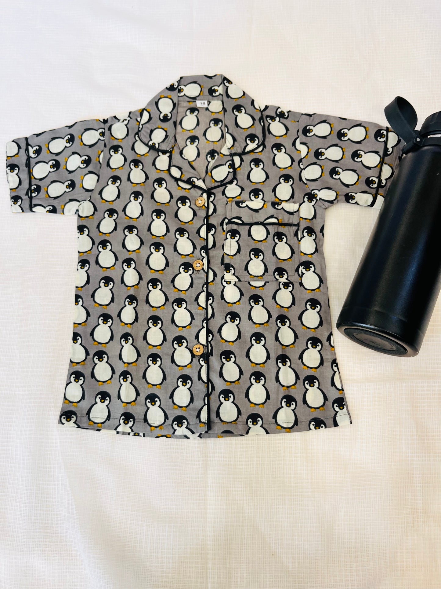 Penguin Printed Grey Color Night Suit