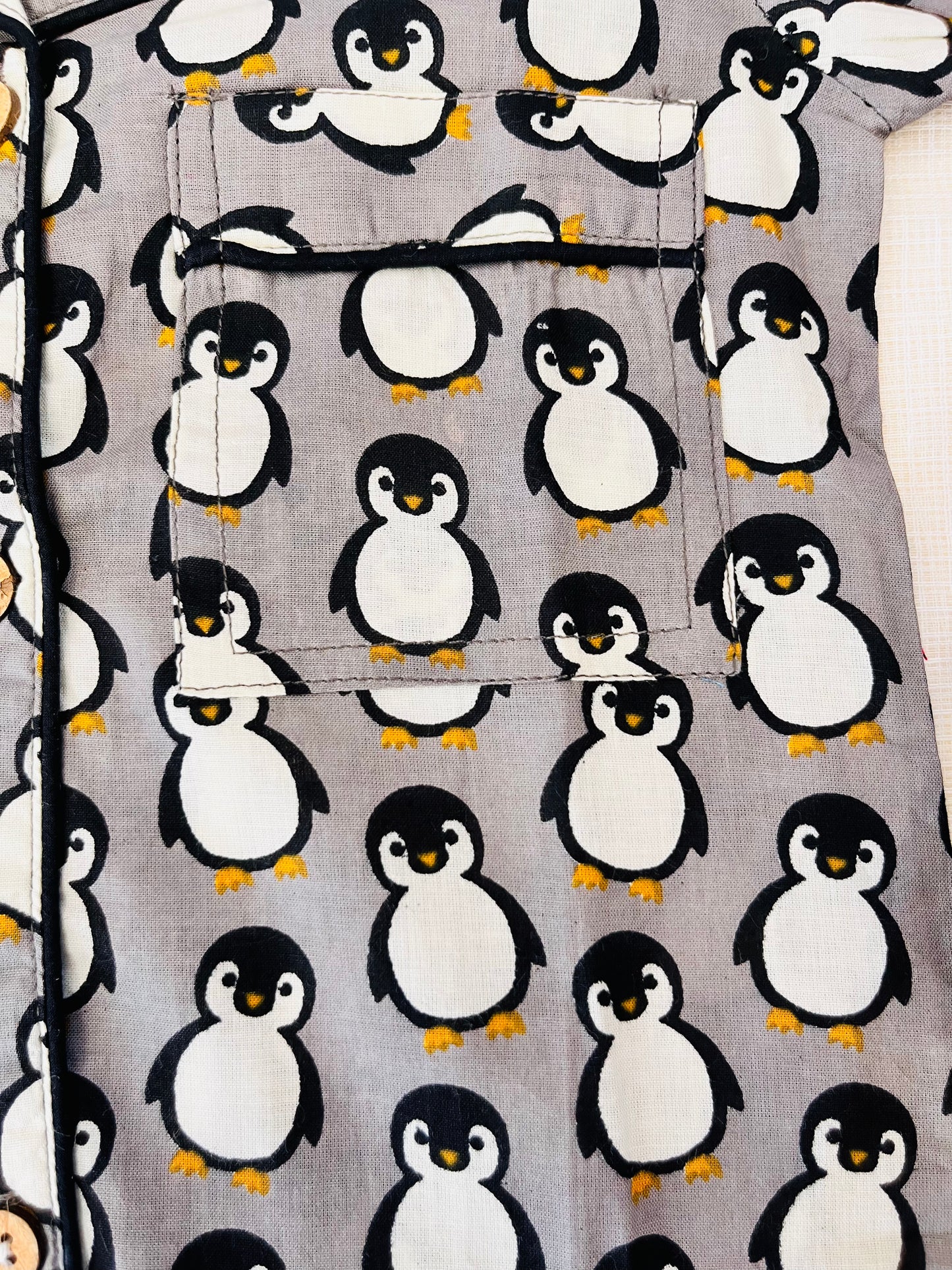 Penguin Printed Grey Color Night Suit