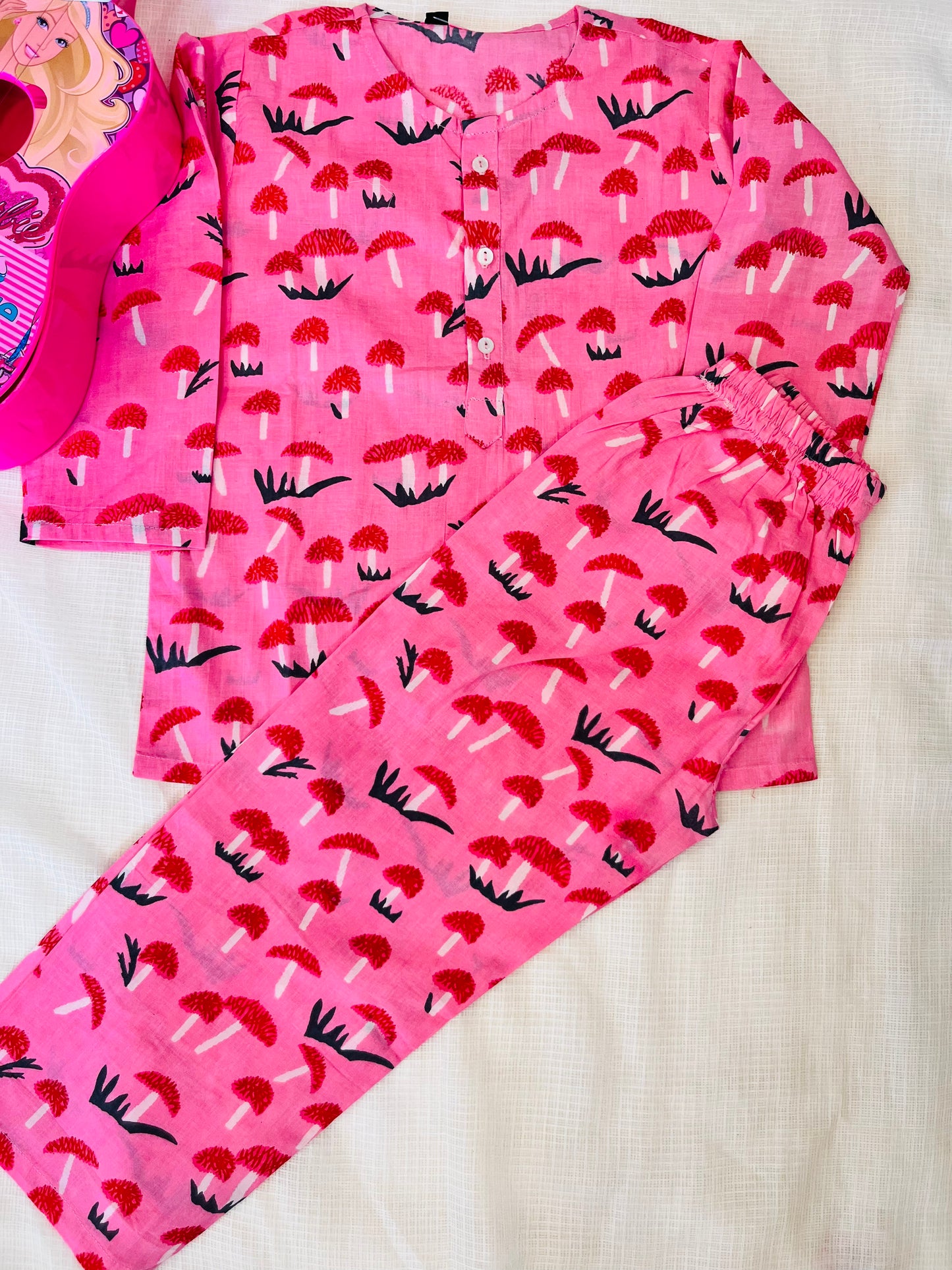 Mushroom Print Pink Color Night suit