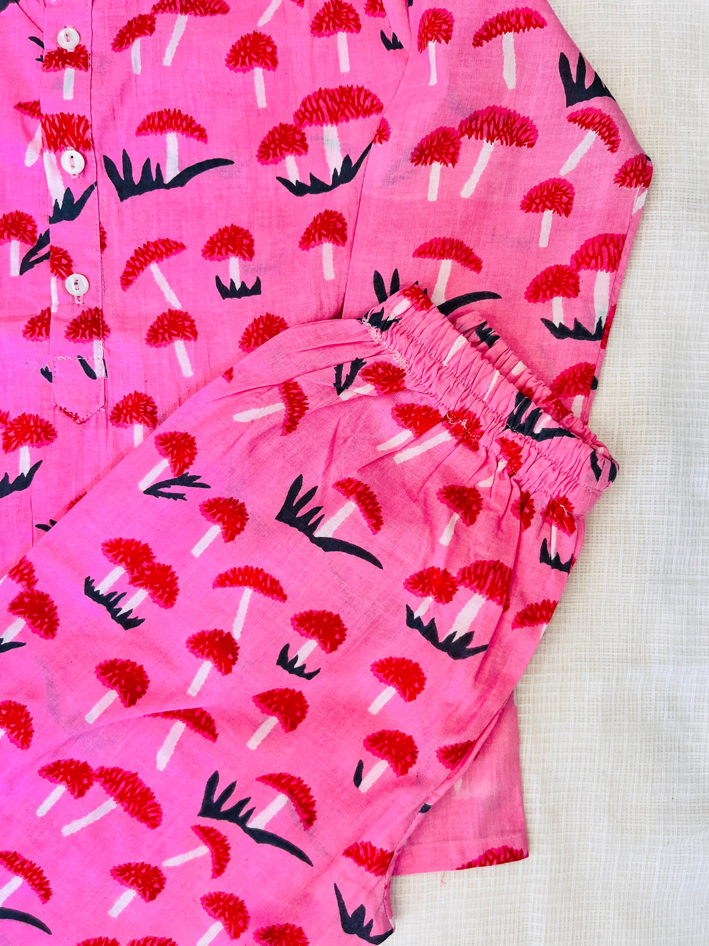 Mushroom Print Pink Color Night suit
