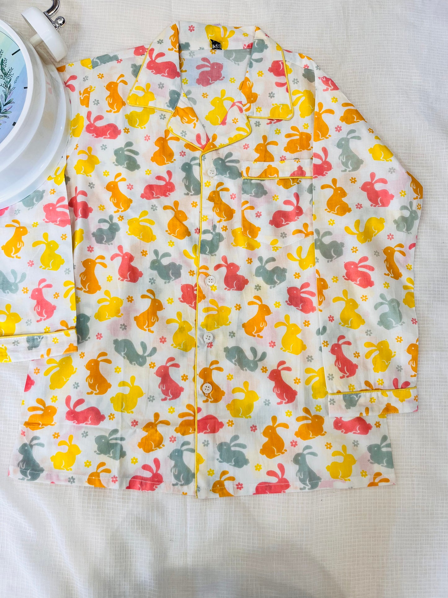 Rabbit Print Yellow Colour Night suit