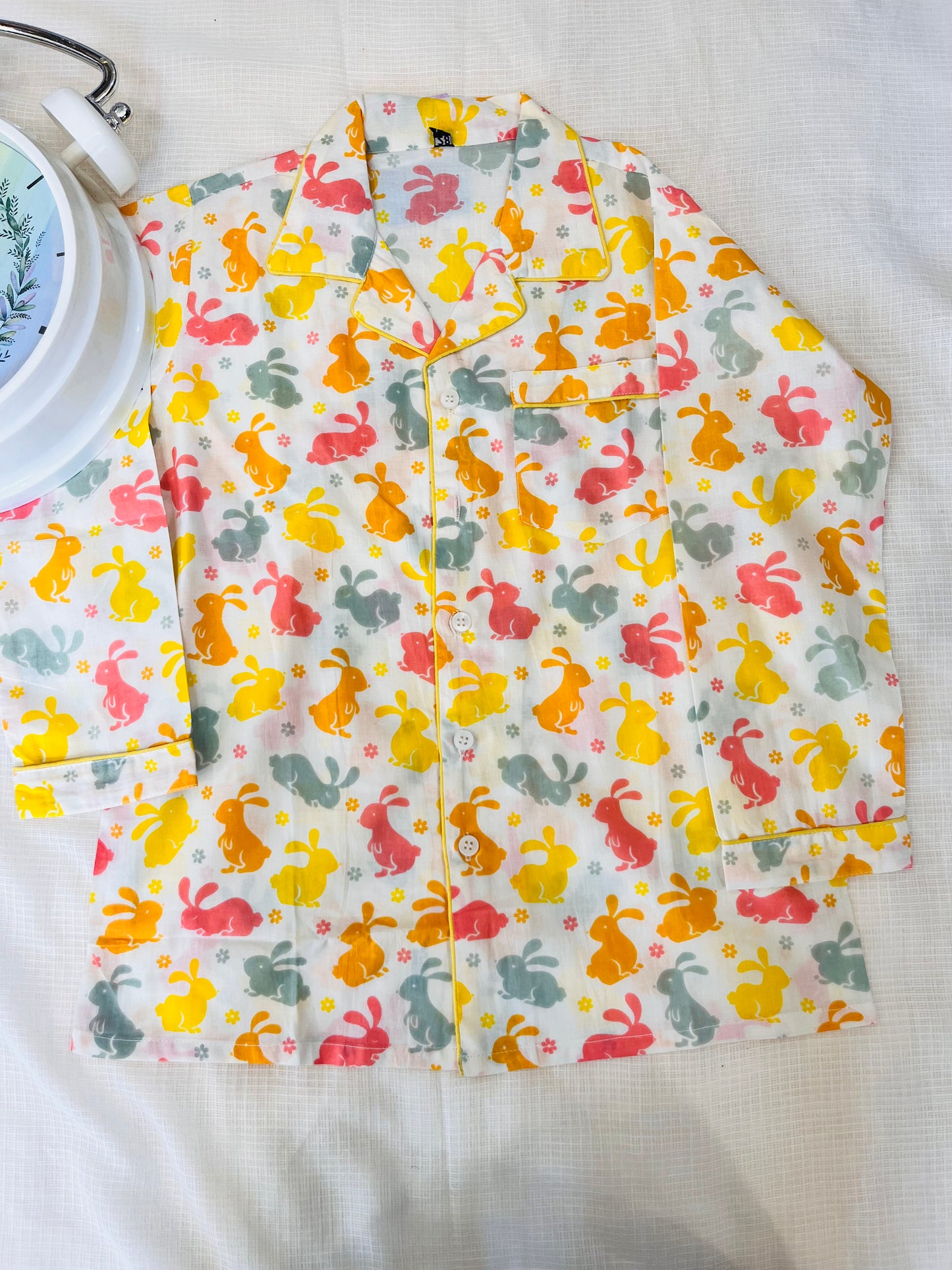 Rabbit Print Yellow Colour Night suit