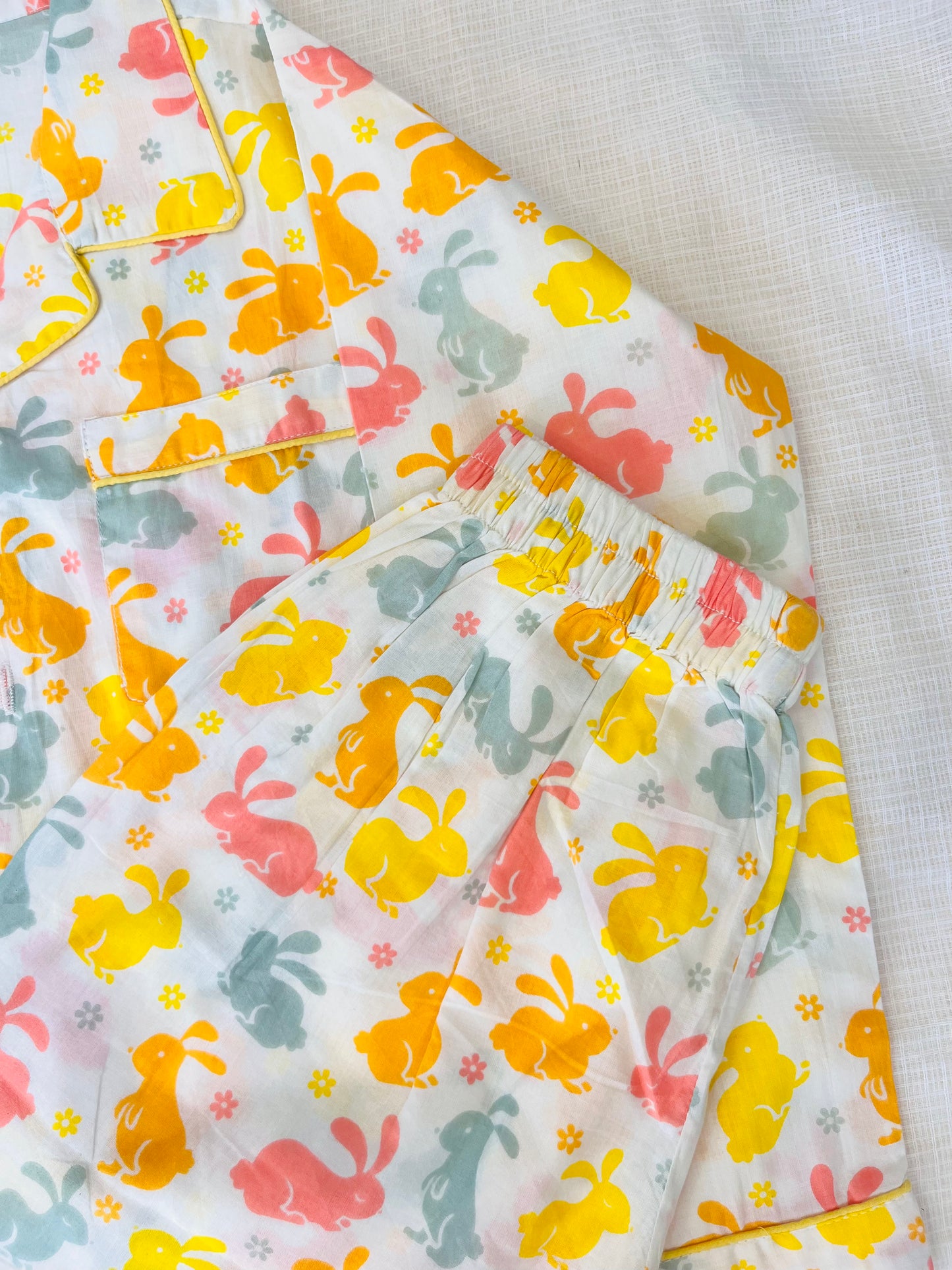 Rabbit Print Yellow Colour Night suit