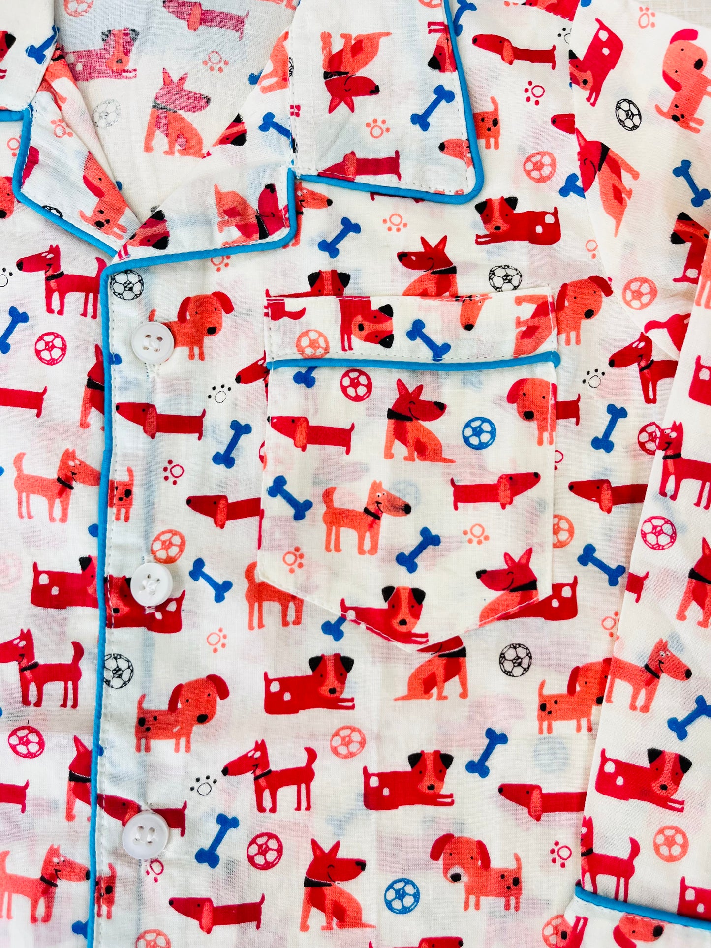 Dog Bone print Red Colour Night suit