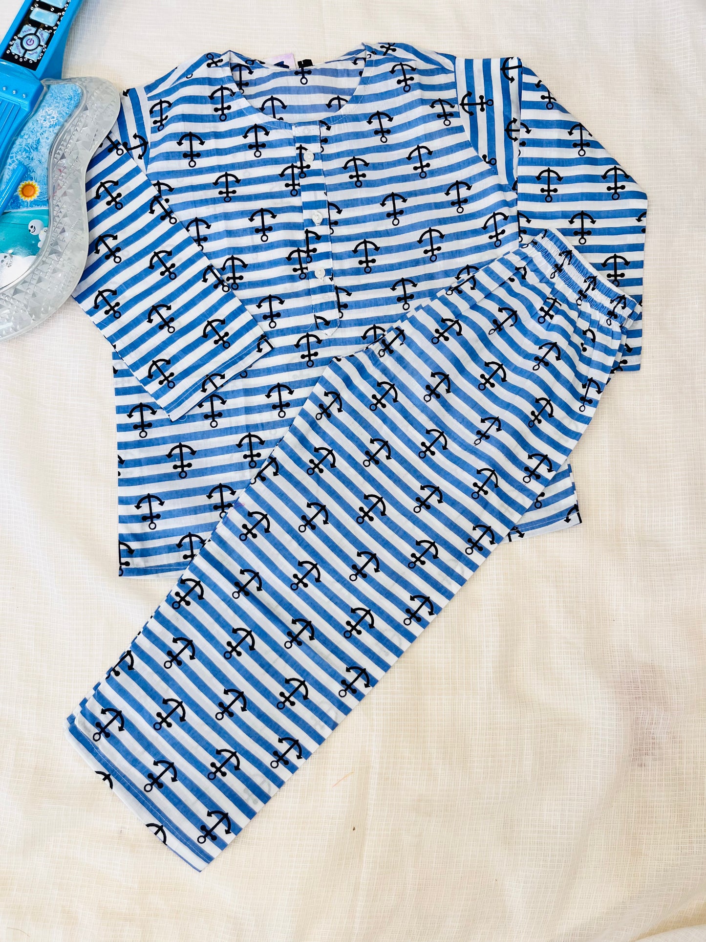 Anchor Print Blue Colour Night Suit