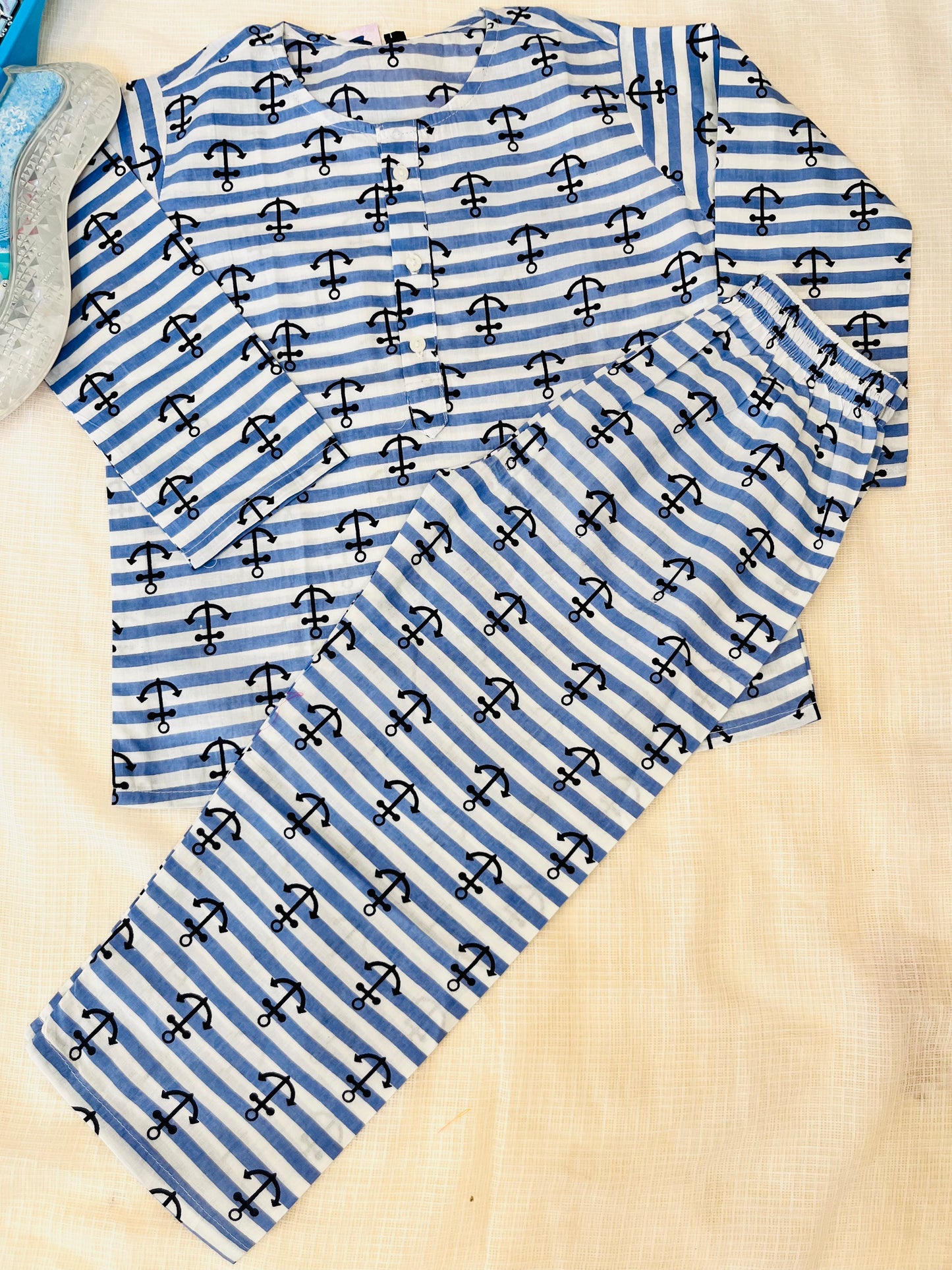 Anchor Print Blue Colour Night Suit