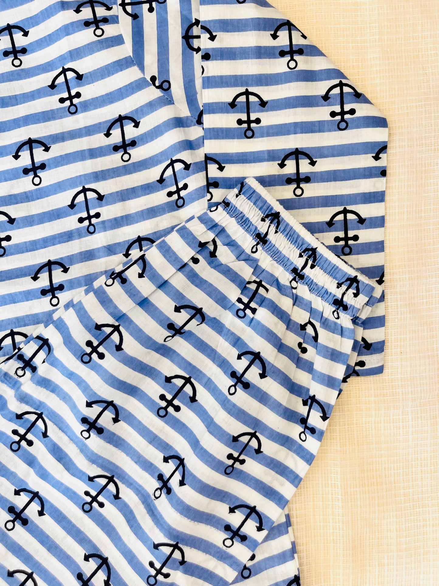 Anchor Print Blue Colour Night Suit
