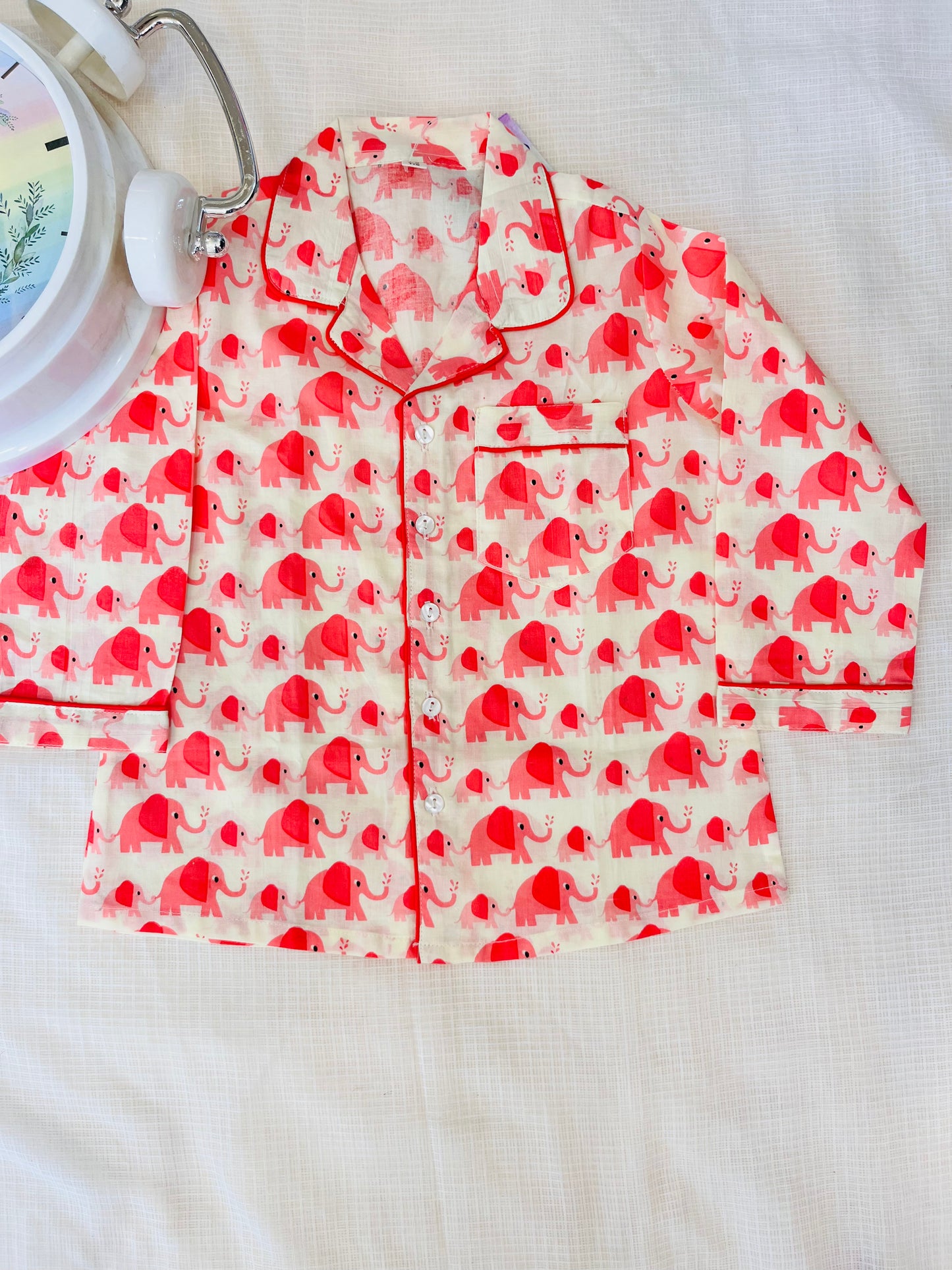 Elephant Print Peach Colour Night suit