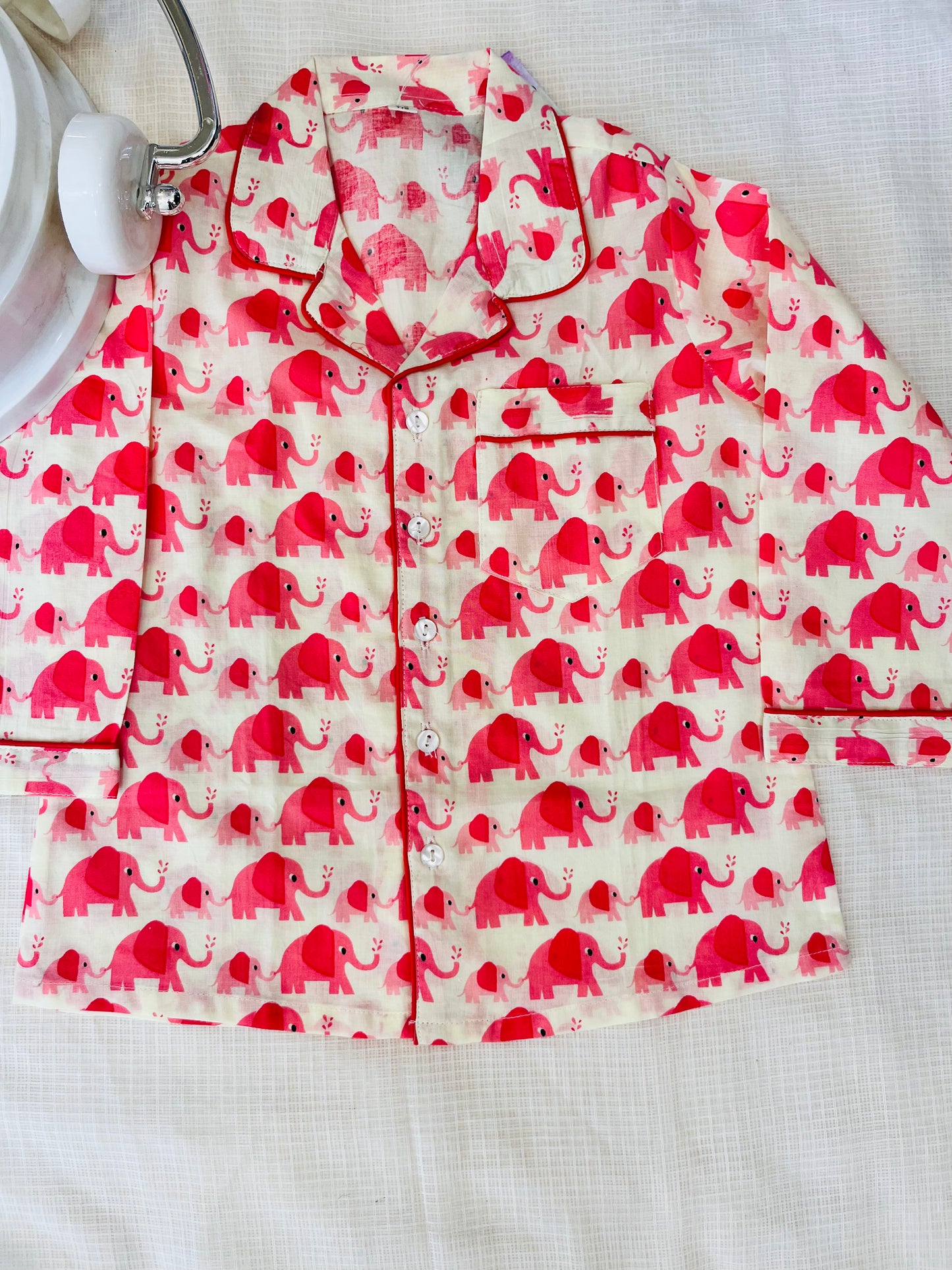 Elephant Print Peach Colour Night suit