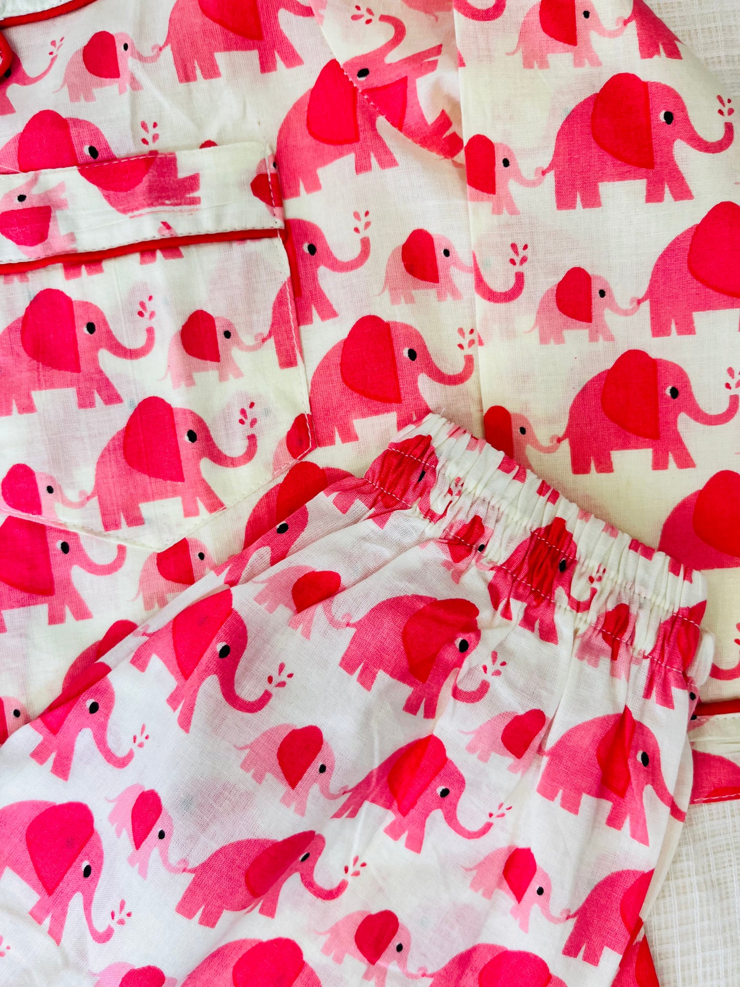 Elephant Print Peach Colour Night suit