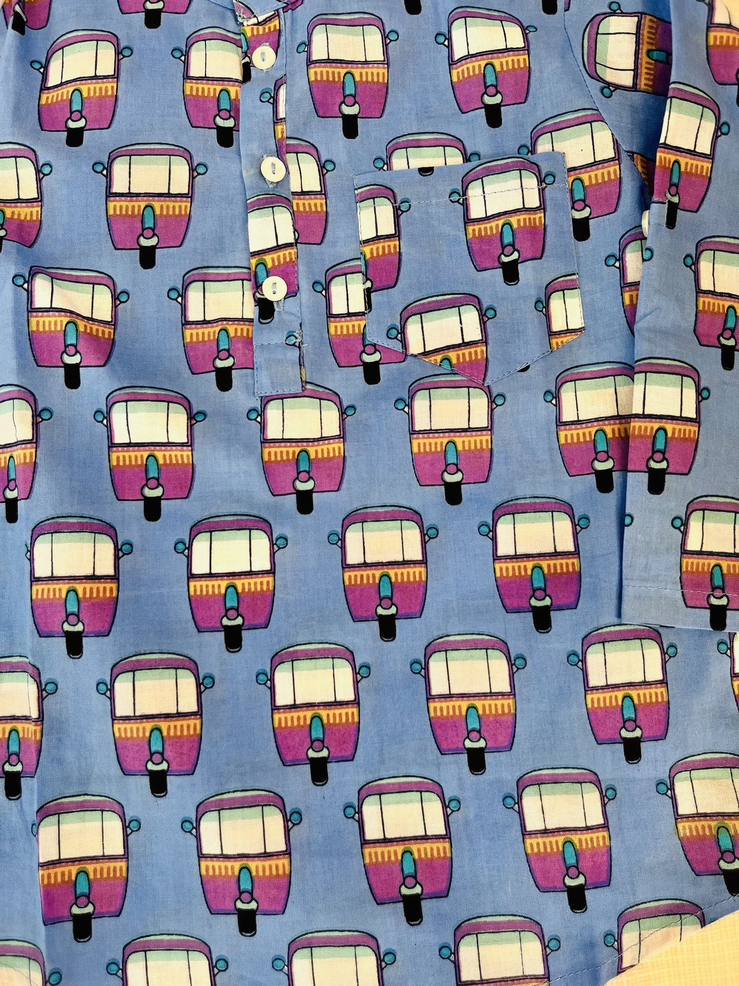 Powder Blue Quirky Auto print kurta Shirt