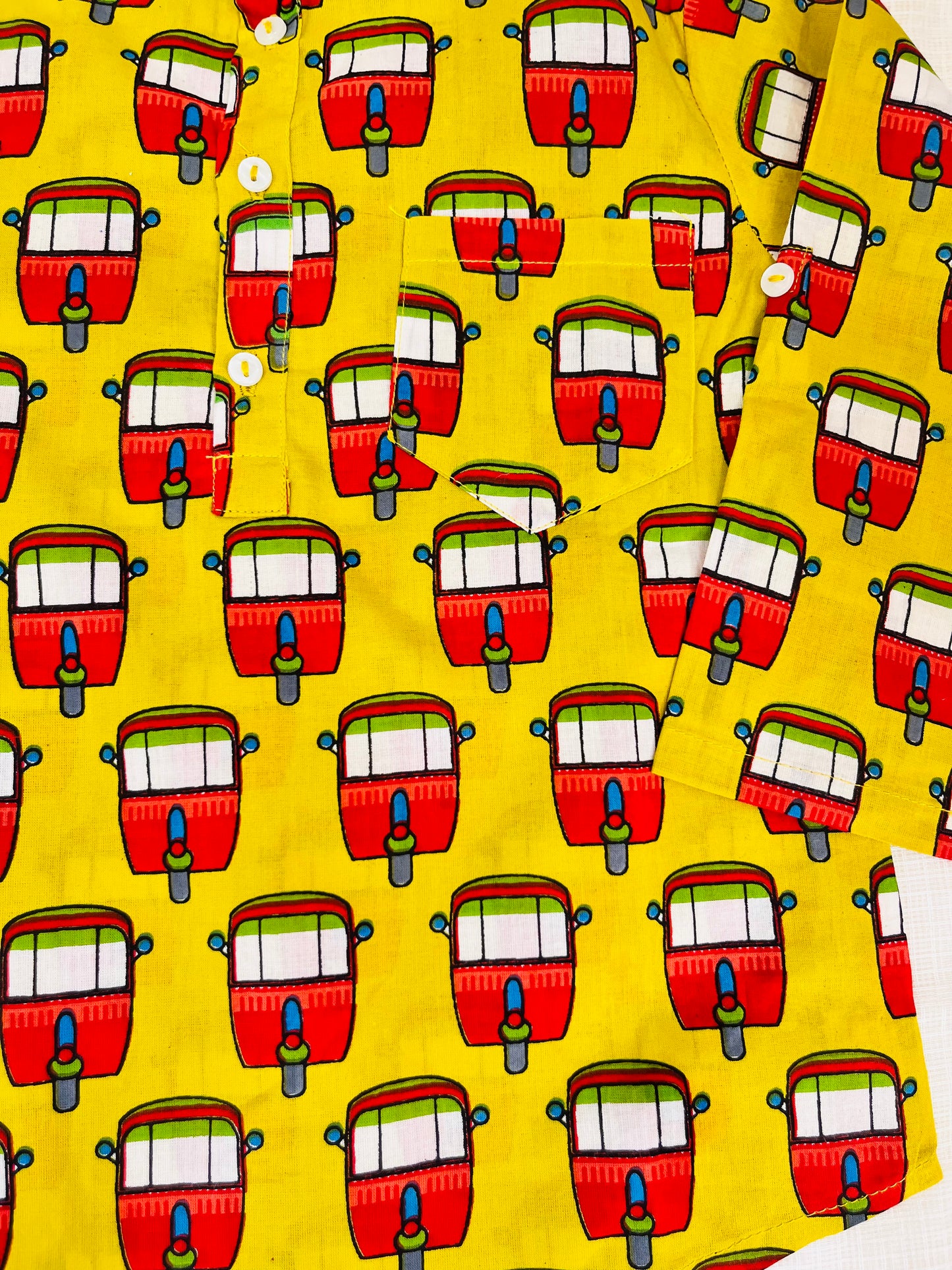 Mustard Quirky Auto print kurta Shirt