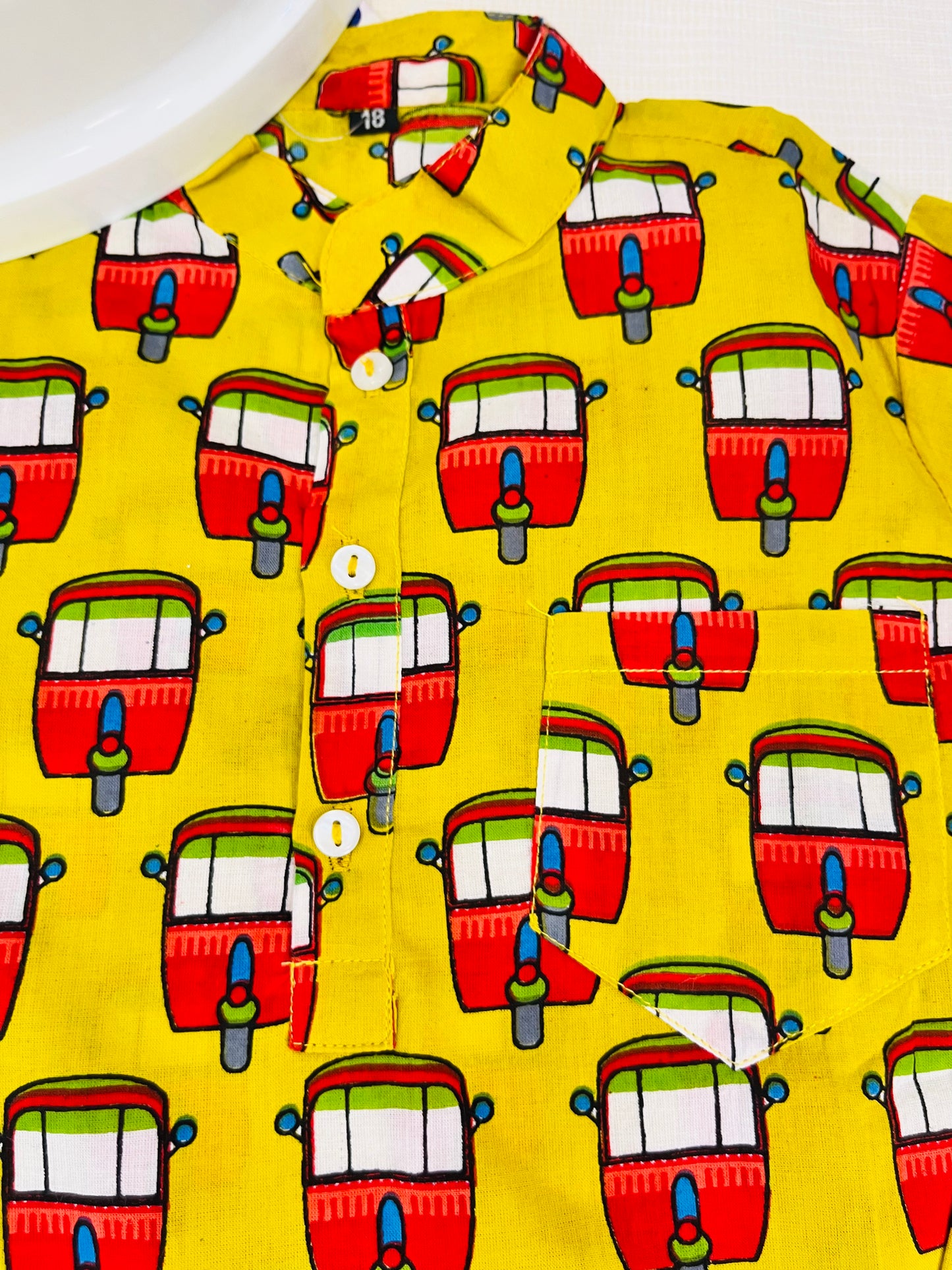 Mustard Quirky Auto print kurta Shirt