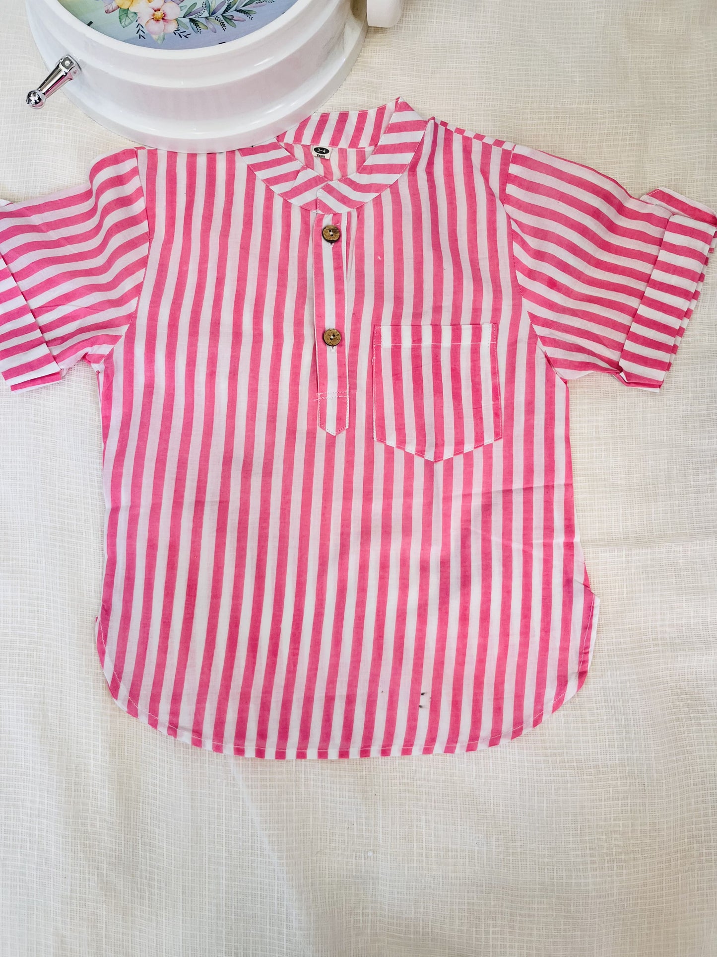 Baby pink striped kurta Shirt