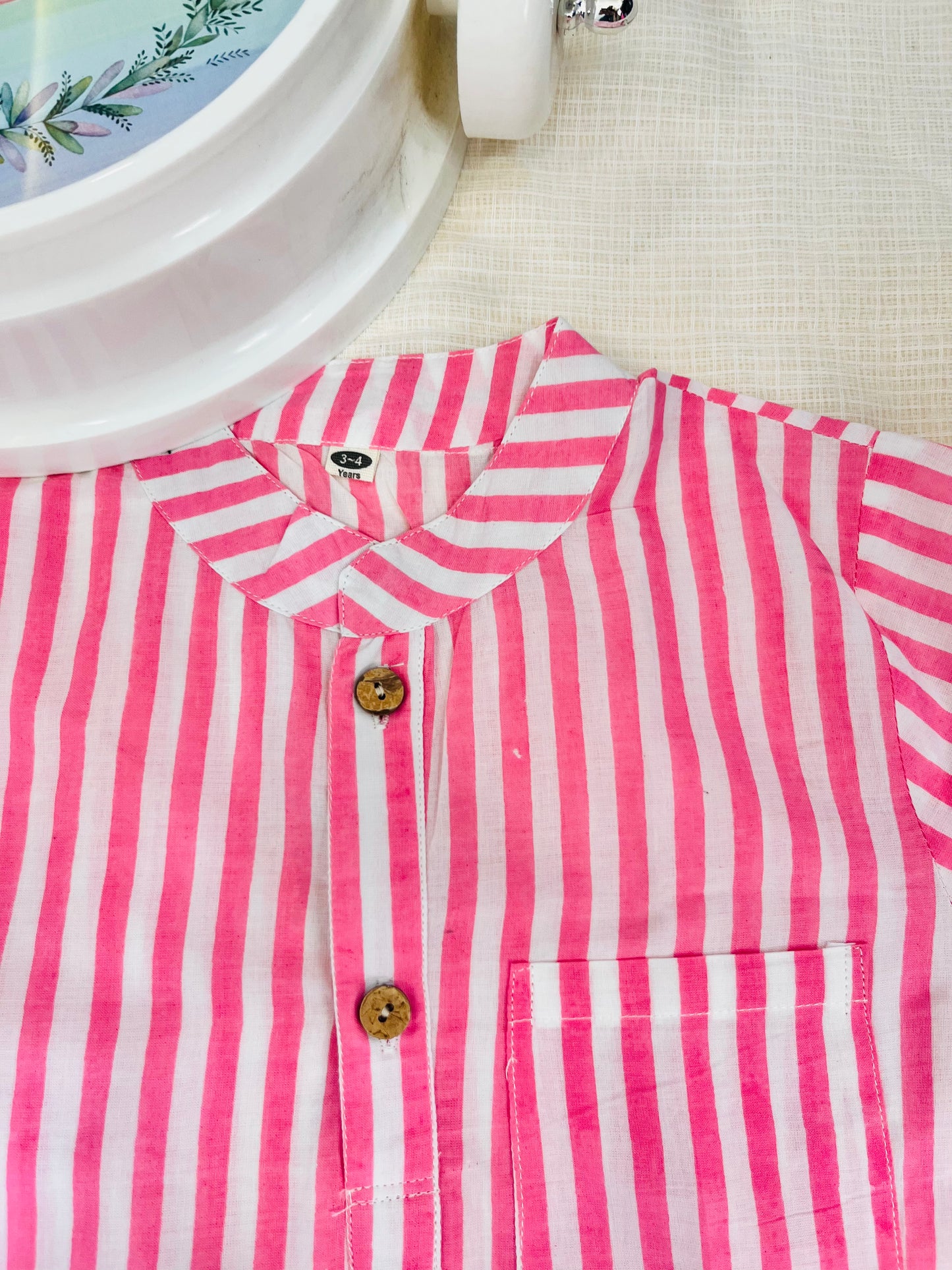 Peach pink striped kurta Shirt