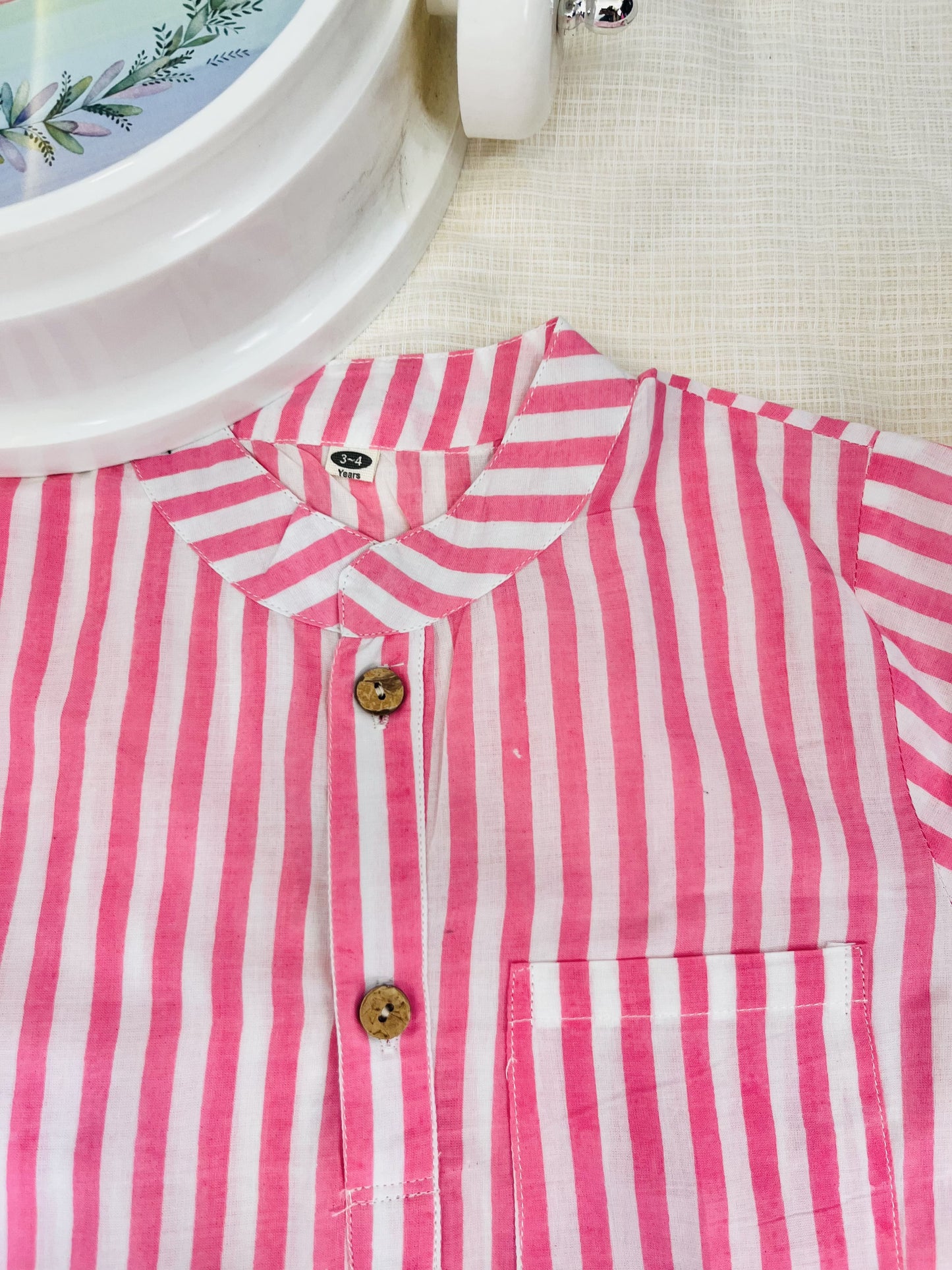 Baby pink striped kurta Shirt