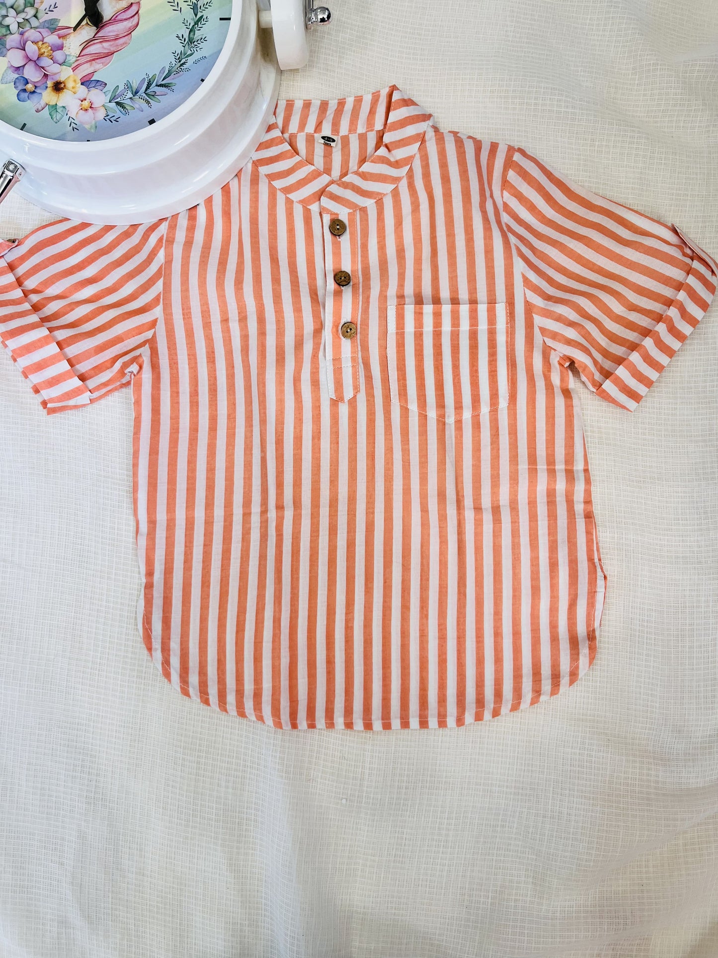Peach pink striped kurta Shirt