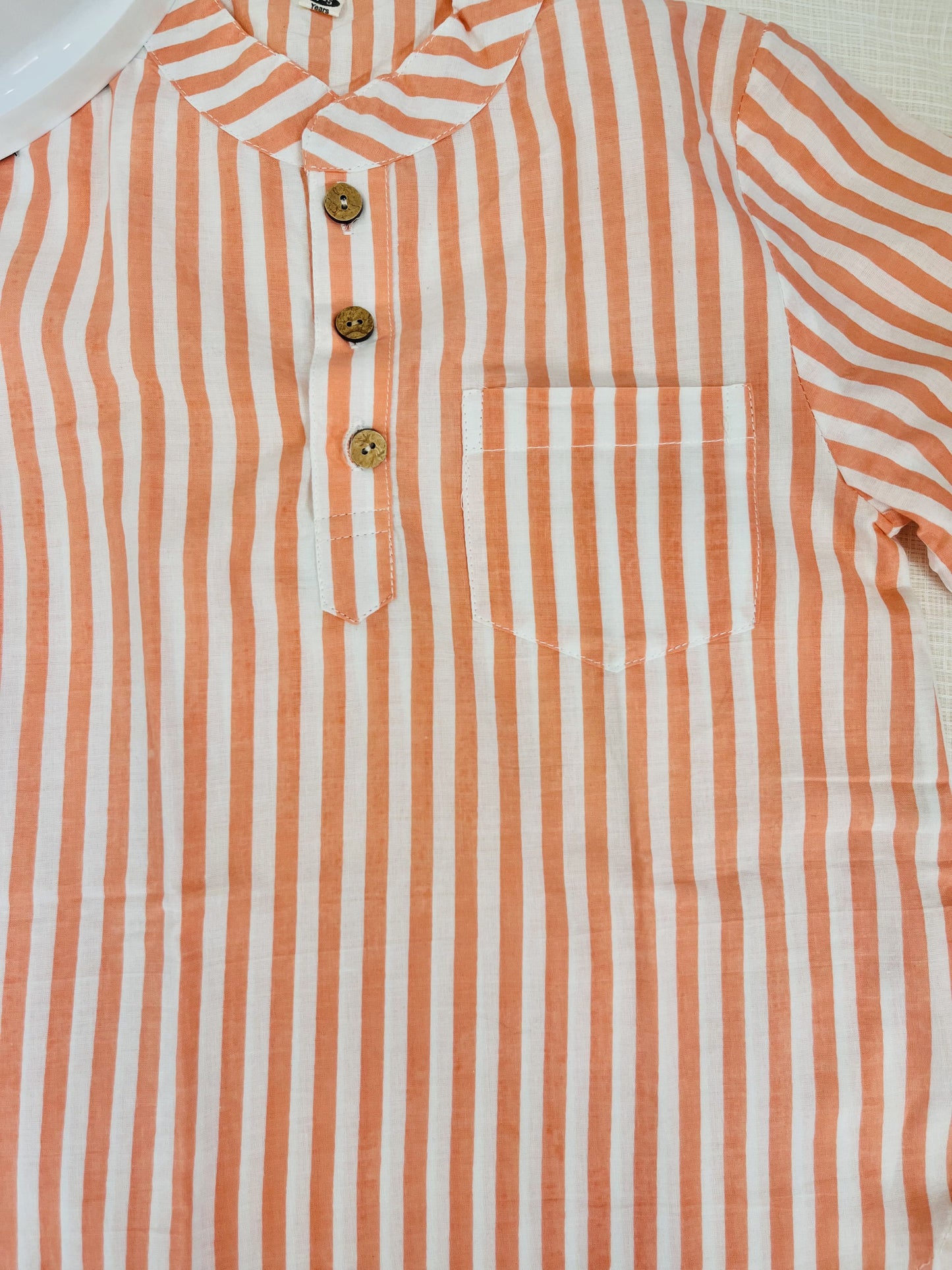 Peach pink striped kurta Shirt