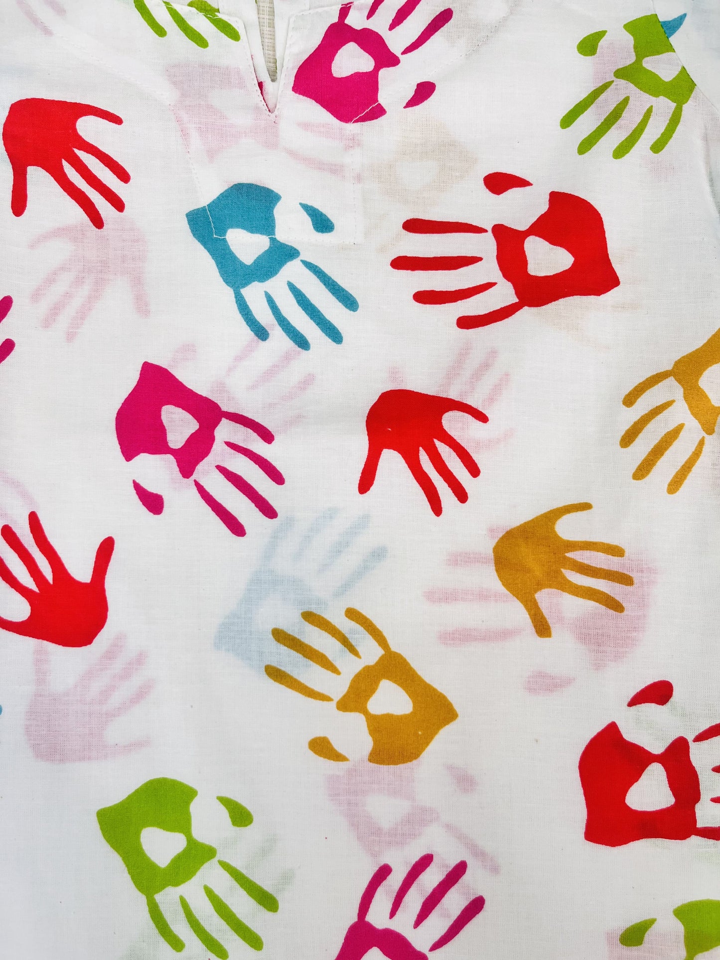Multicolor Handprint Girls Kurti for Holi
