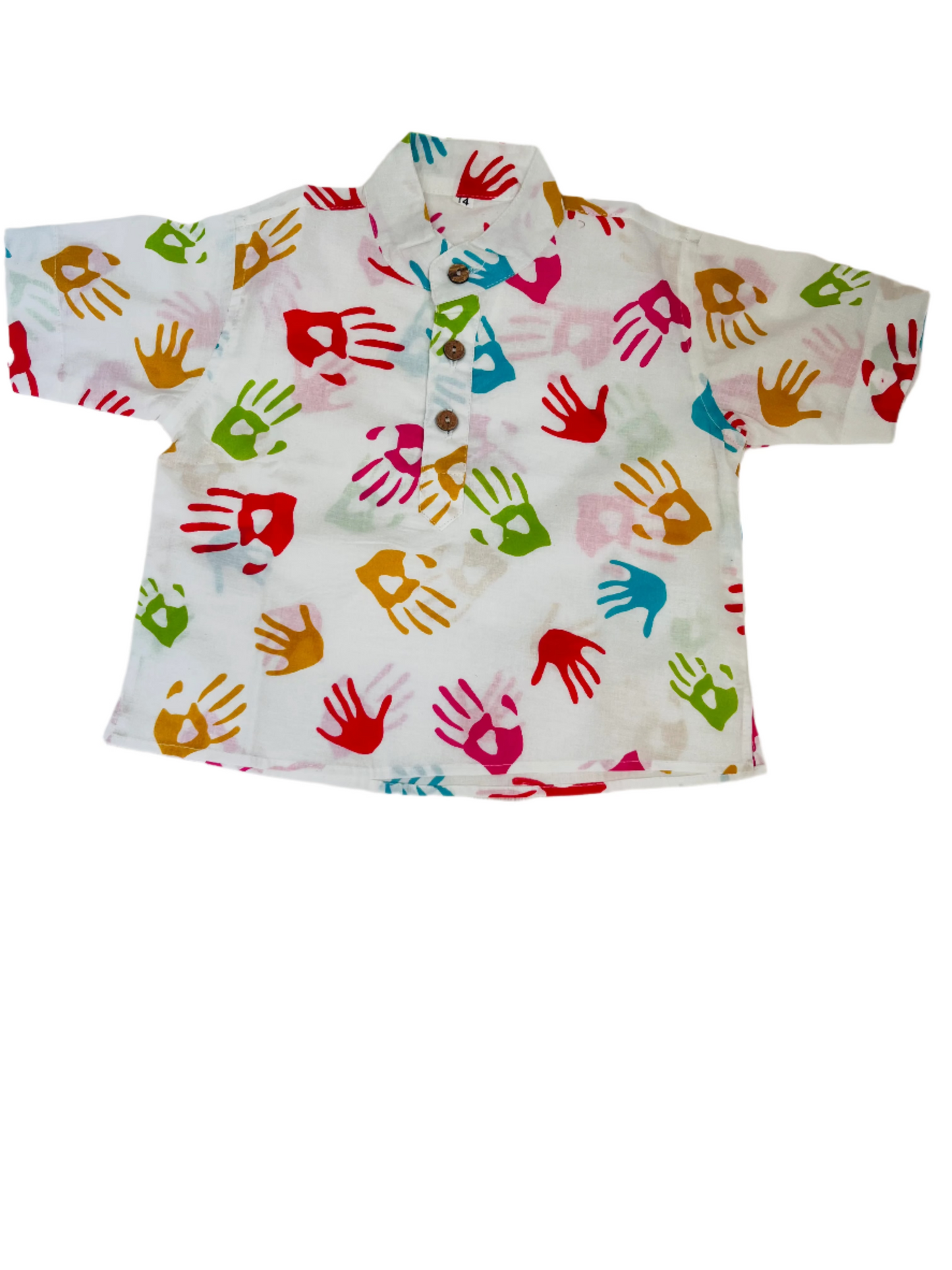 Multicolor Handprint Boy's Shirt For Holi
