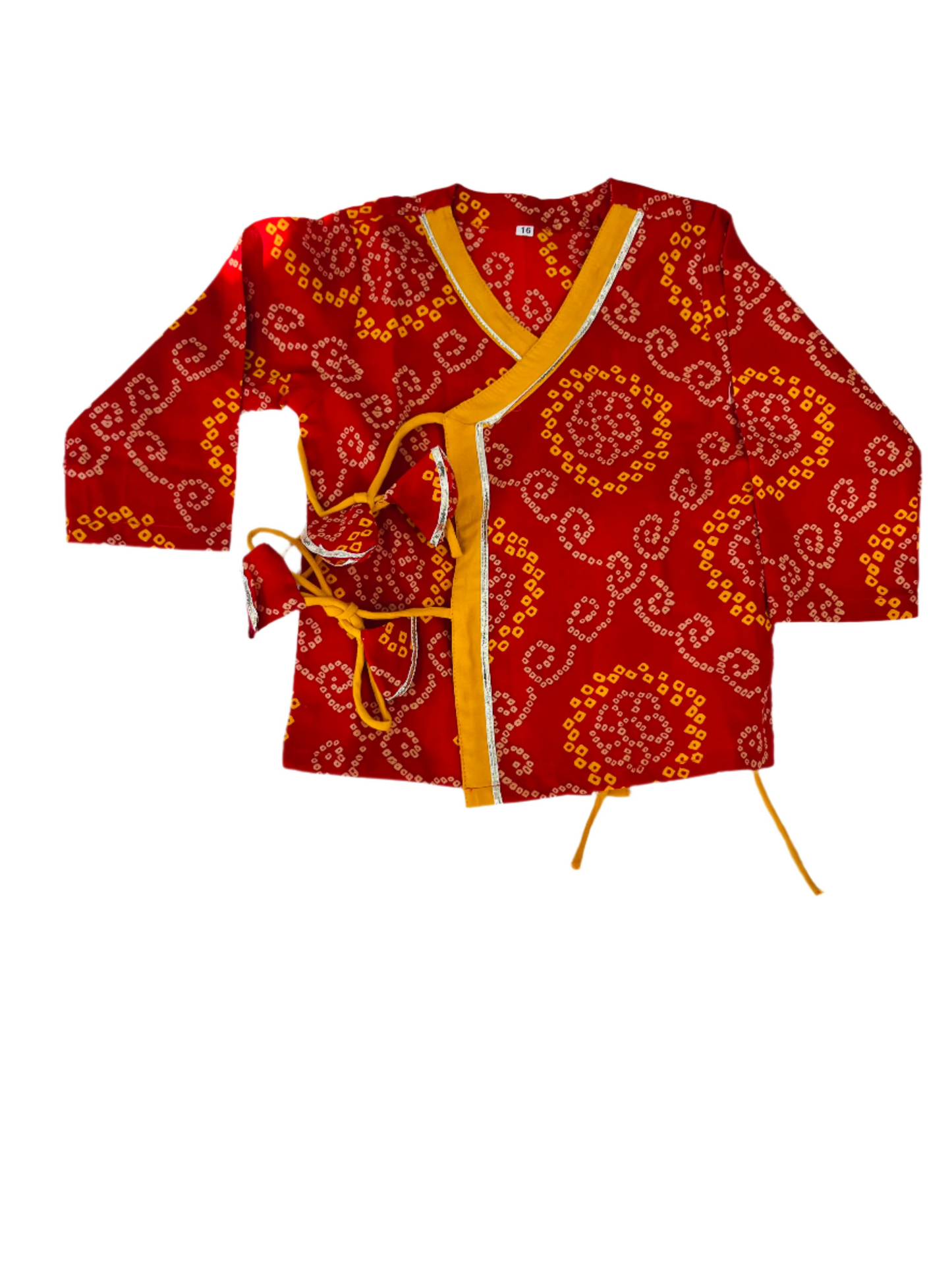 Red Bandhej Print Krishna dress for Janmashtami