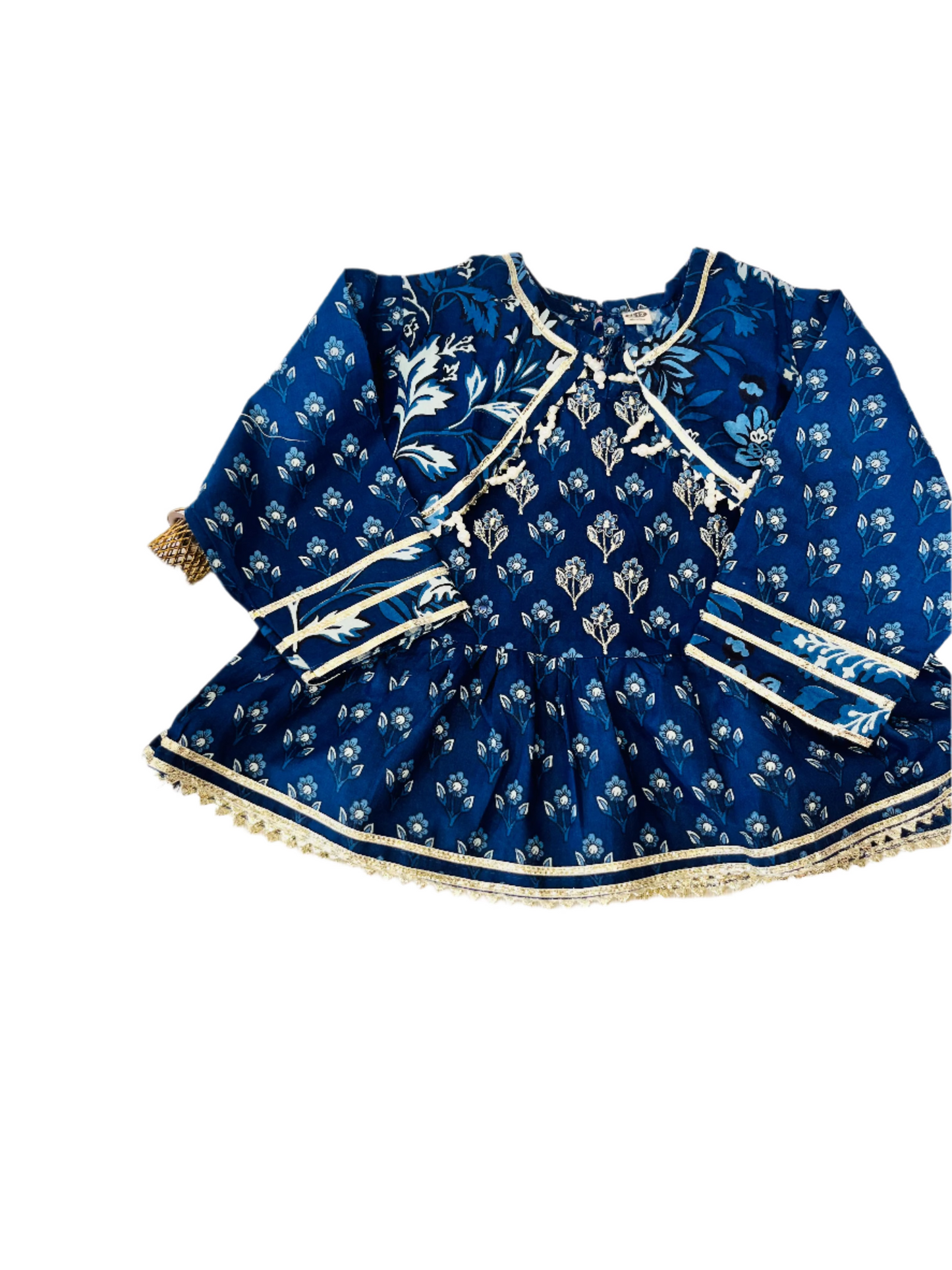 Blue Floral Printed Anarkali Kurta with Palazzo