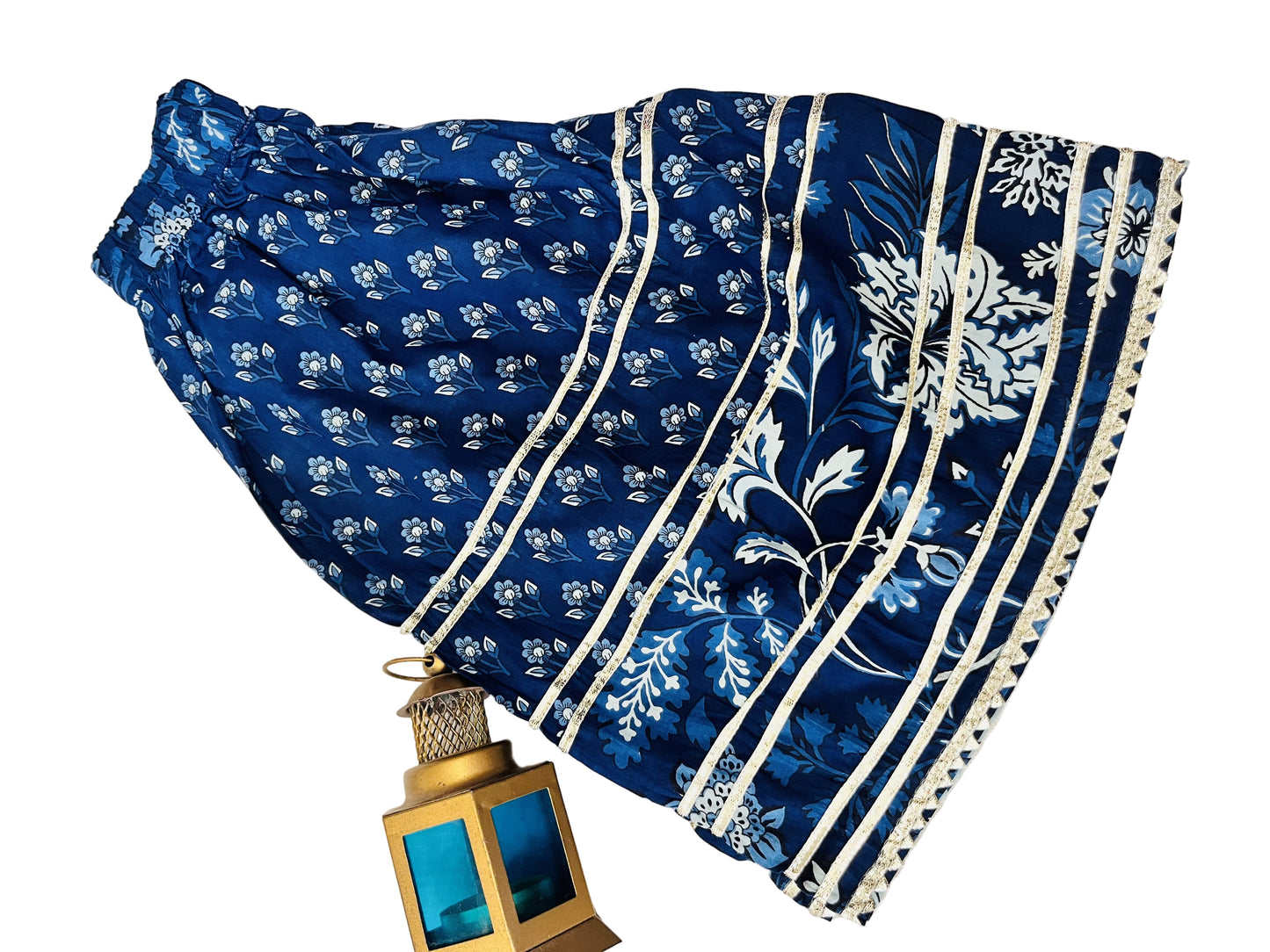 Blue Floral Printed Anarkali Kurta with Palazzo
