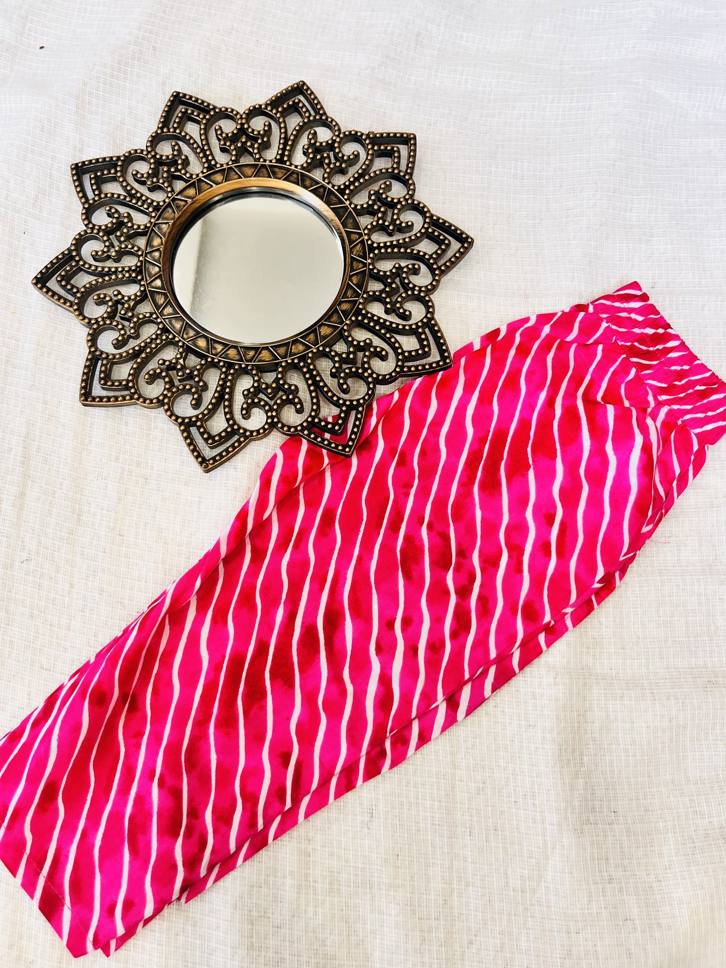 Jaipuri Print Rani Pink Colour Girls Flare Suit Set