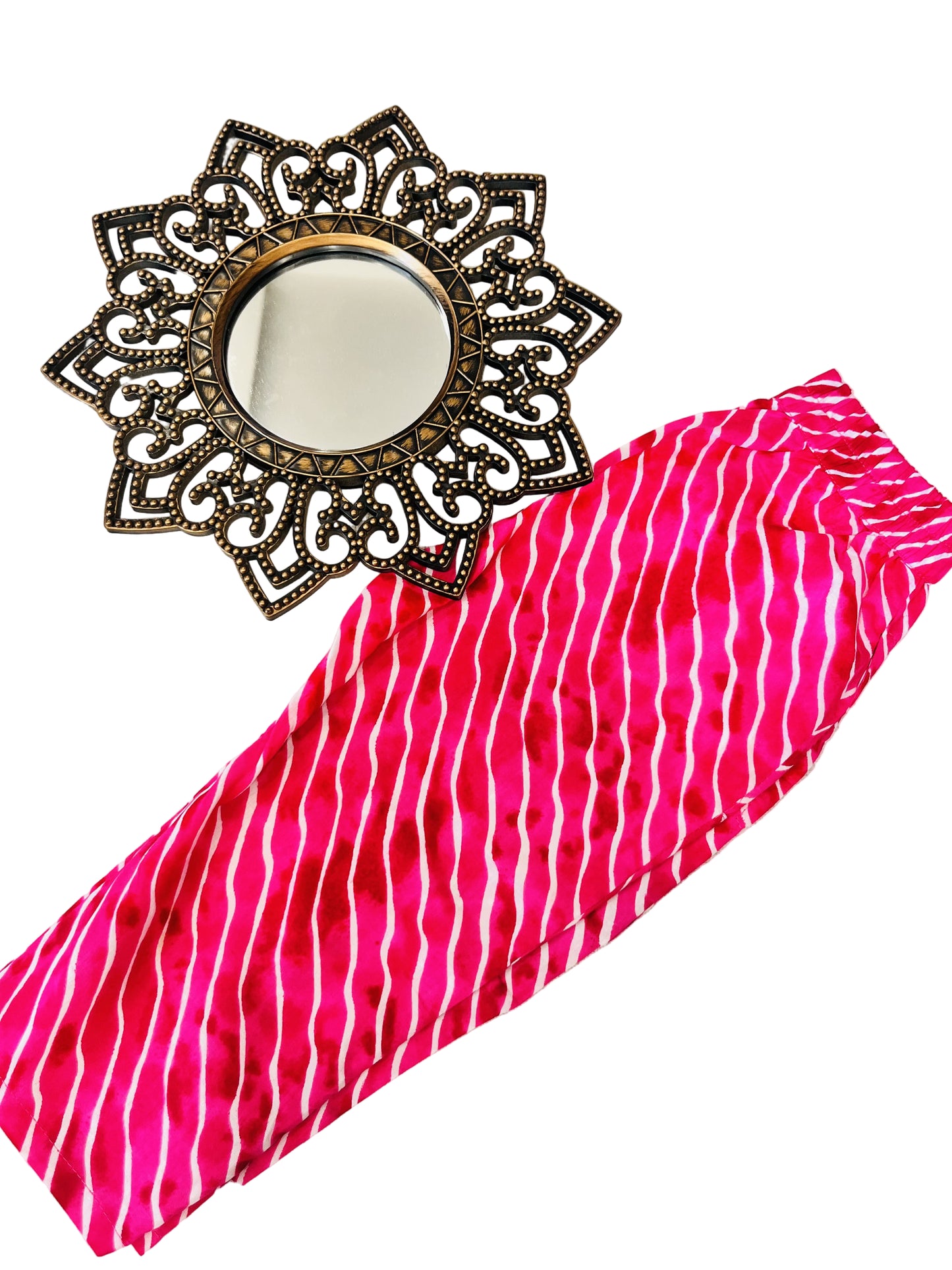 Jaipuri Print Rani Pink Colour Girls Flare Suit Set