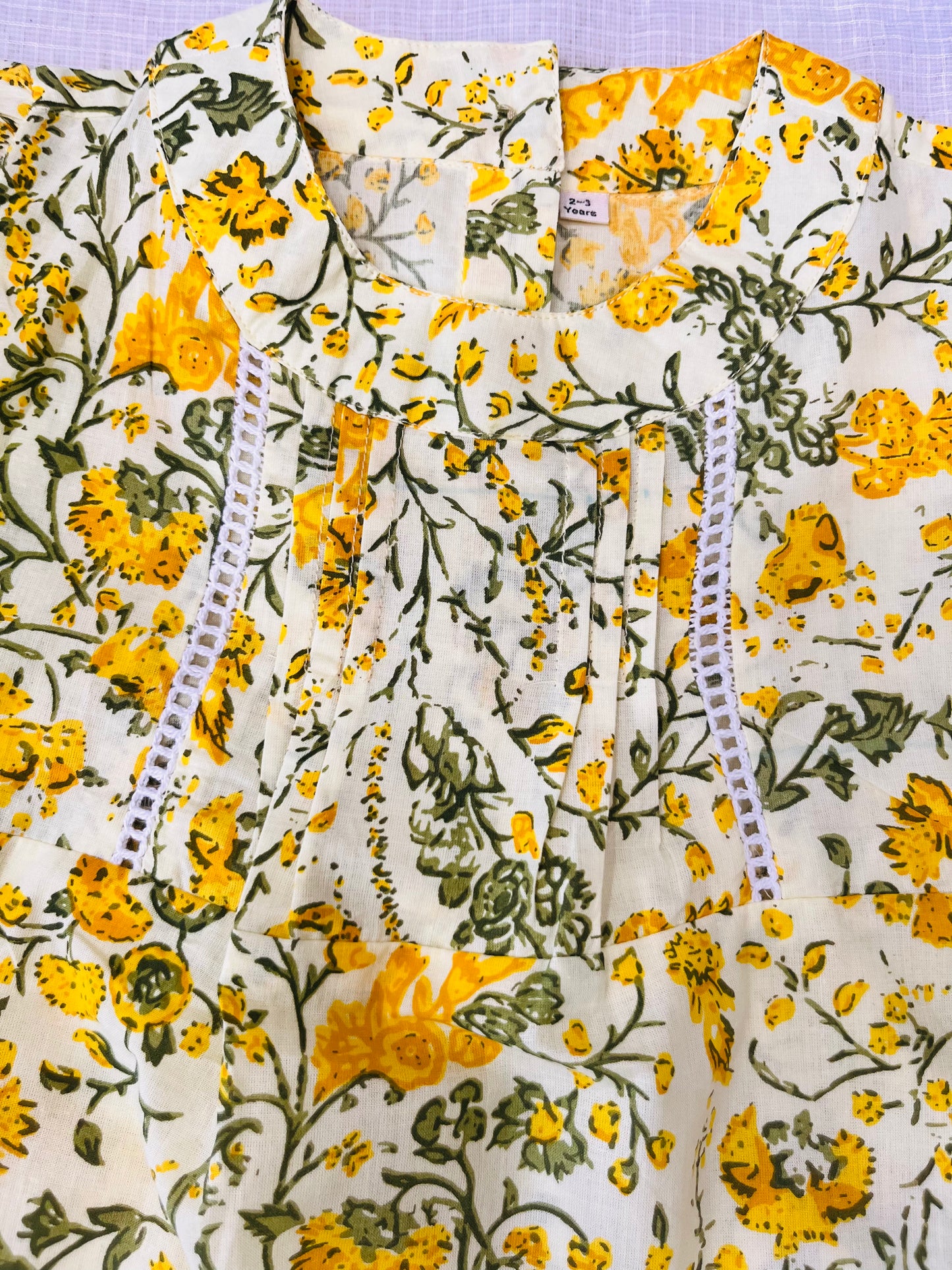 Yellow Flower Printed Girls Top