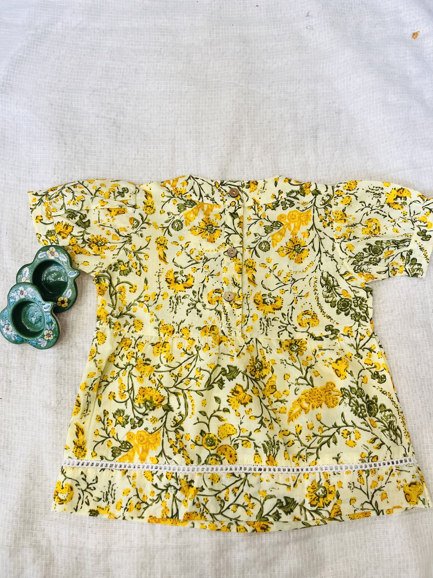 Yellow Flower Printed Girls Top