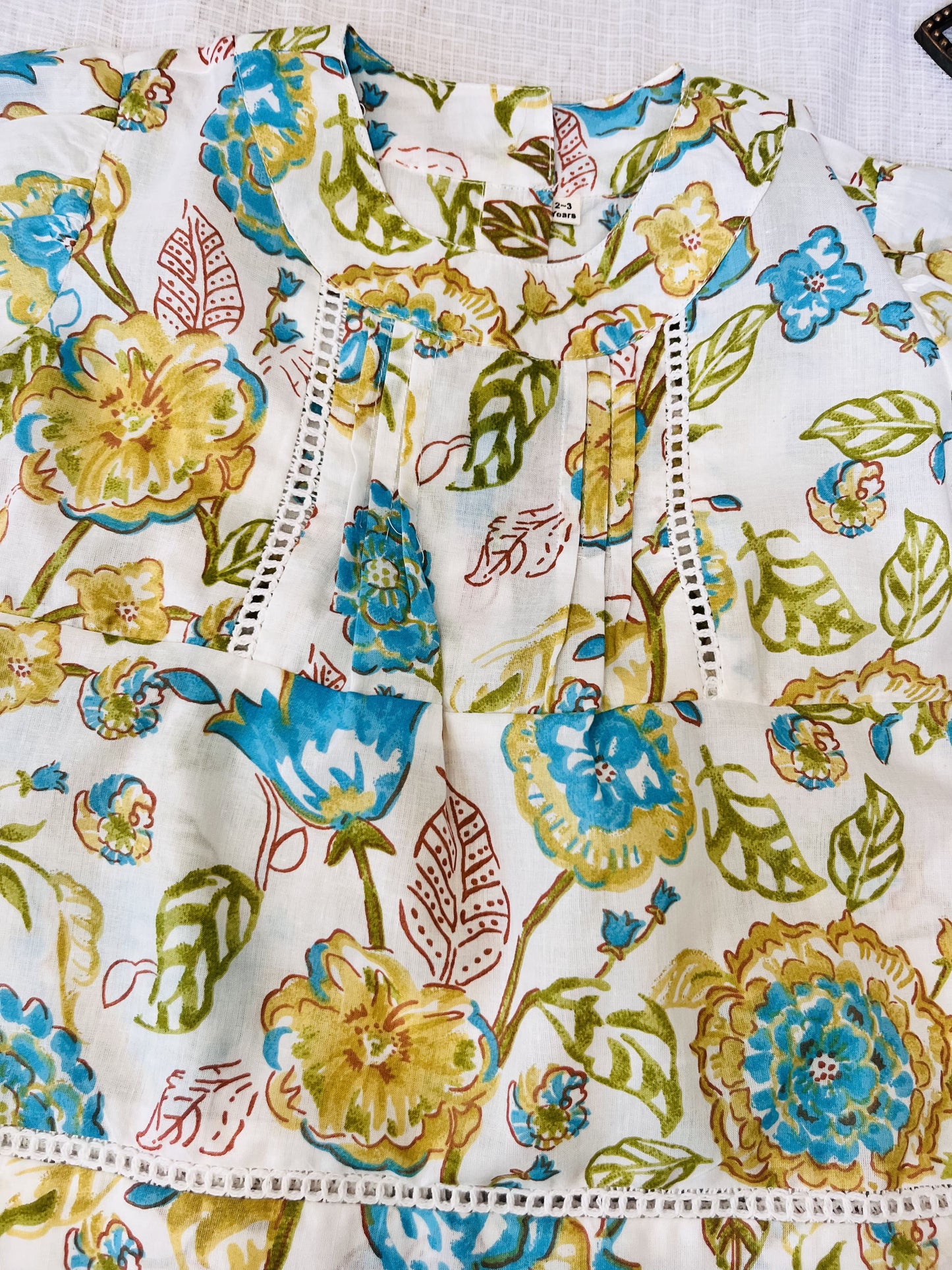 White Flower Printed Girls Top