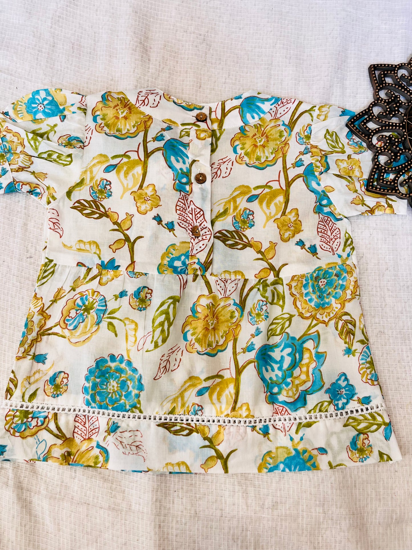 White Flower Printed Girls Top
