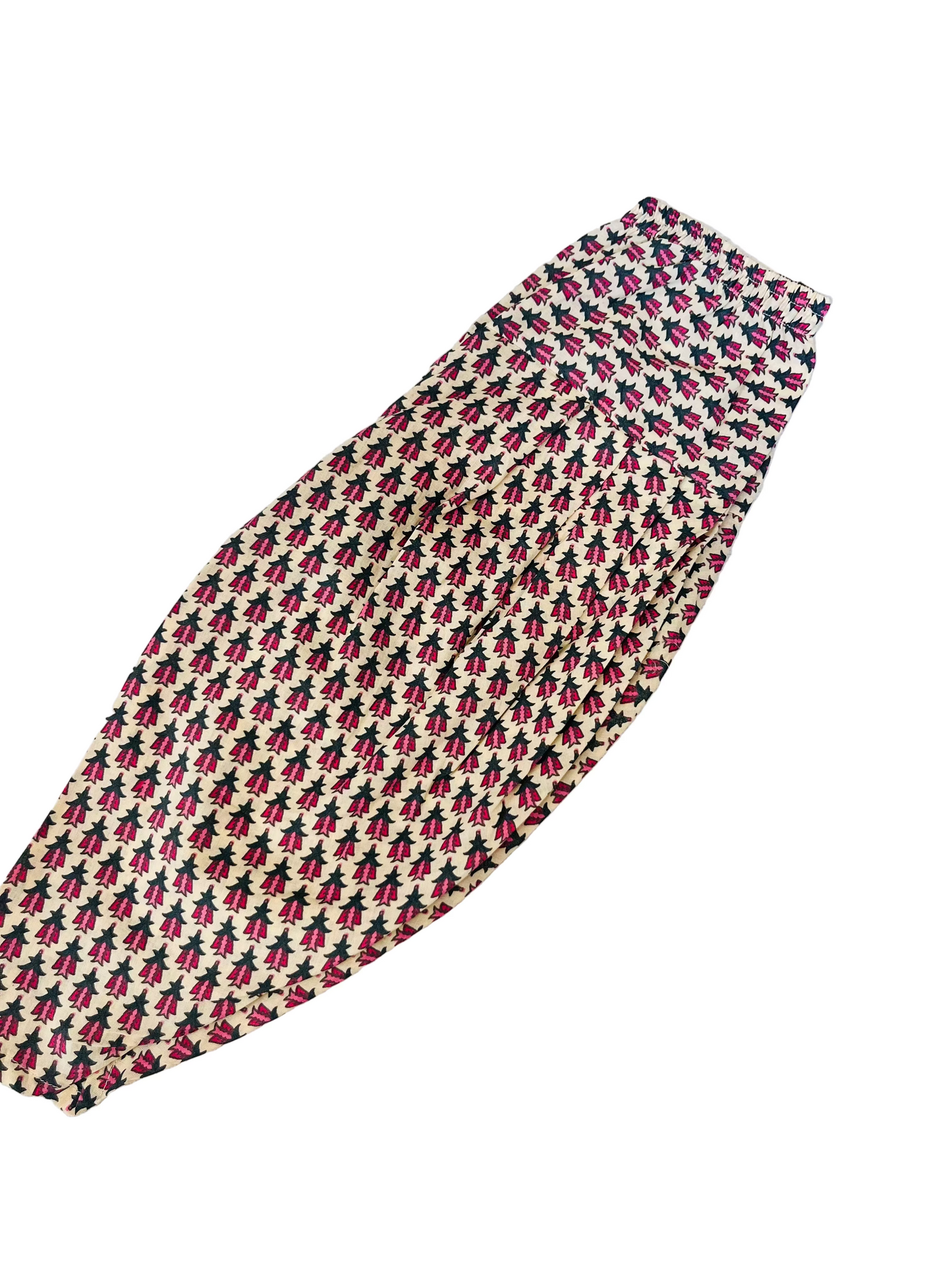 Pink Flower printed Straight Kurta with Dhoti Style Tulip Pant