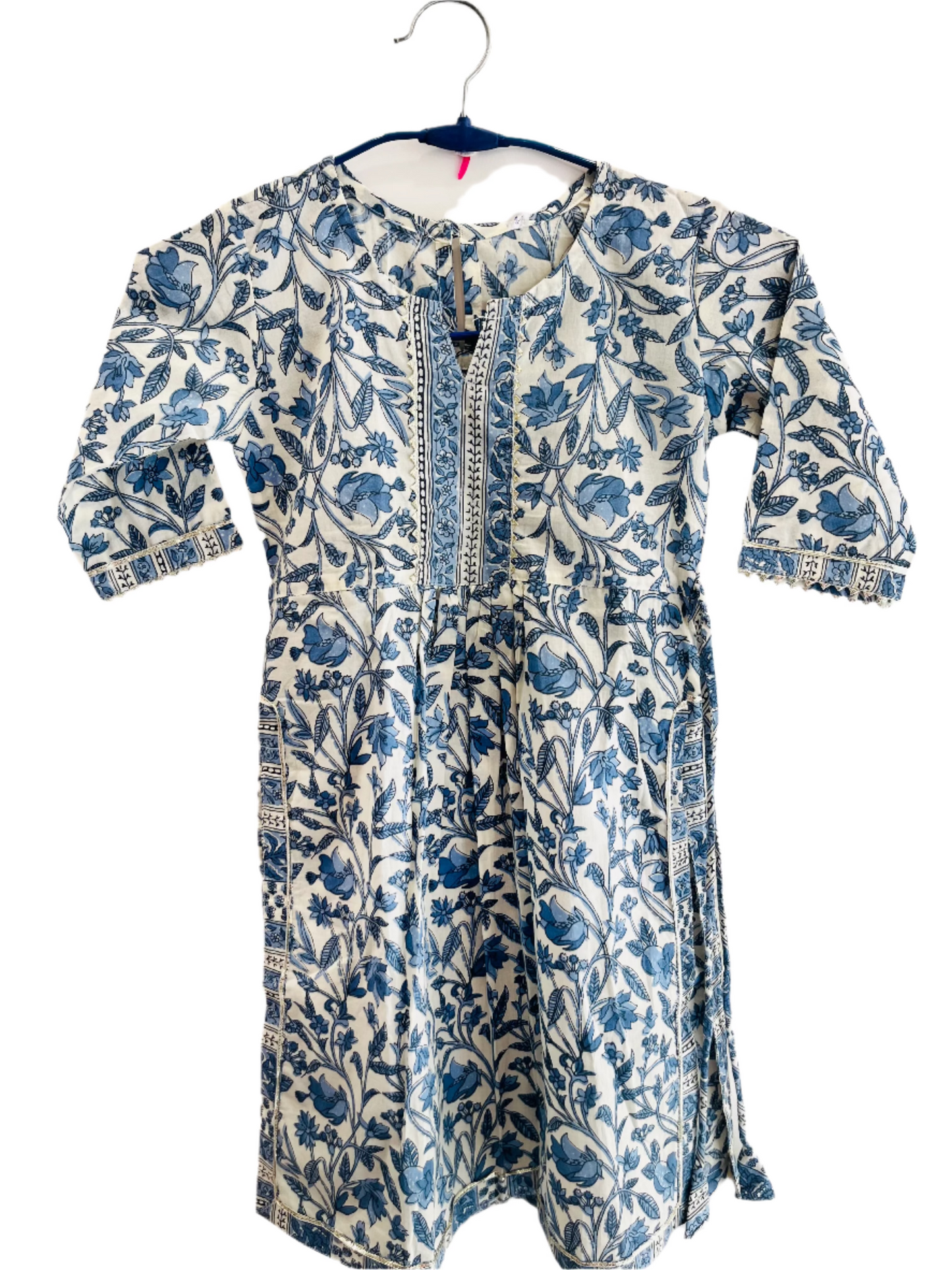Blue Colour Floral Printed Nyra Cut suit with Pant