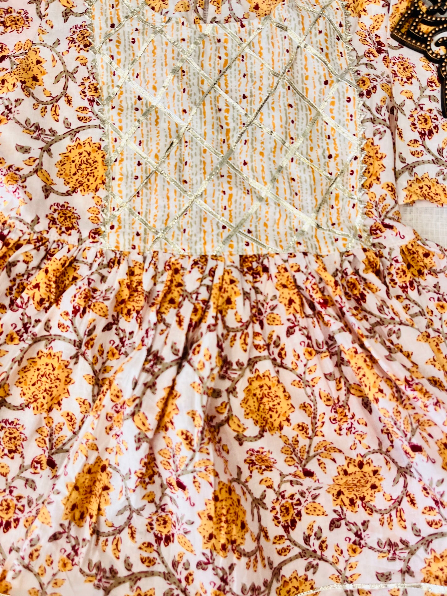 Screen Print Yellow Color Anarkali suit With Sharara
