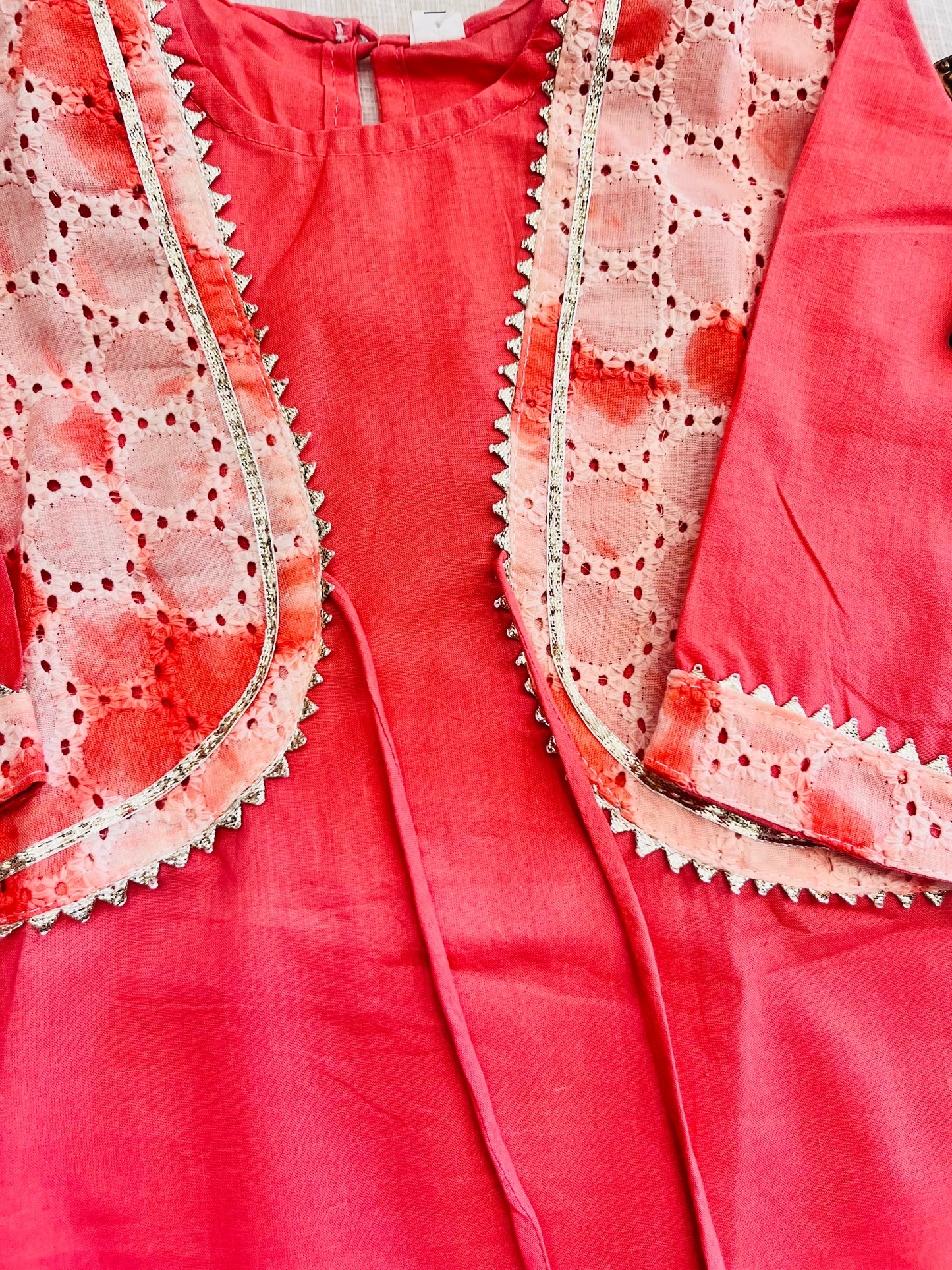 Tie and Die Peach Coloured Afghani Style Suit Set