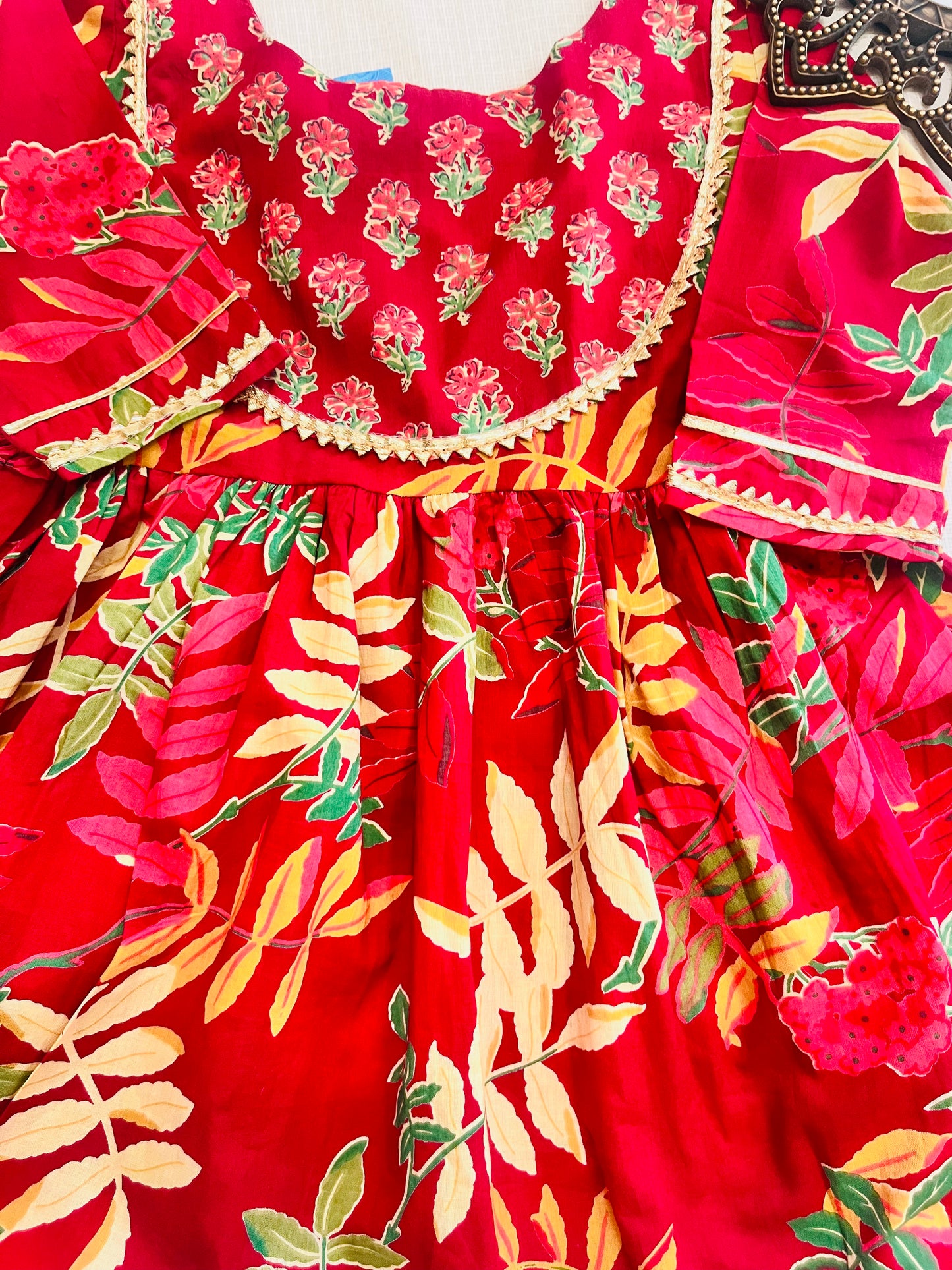 Block Print Maroon Colour Anarkali Suit With Sharara